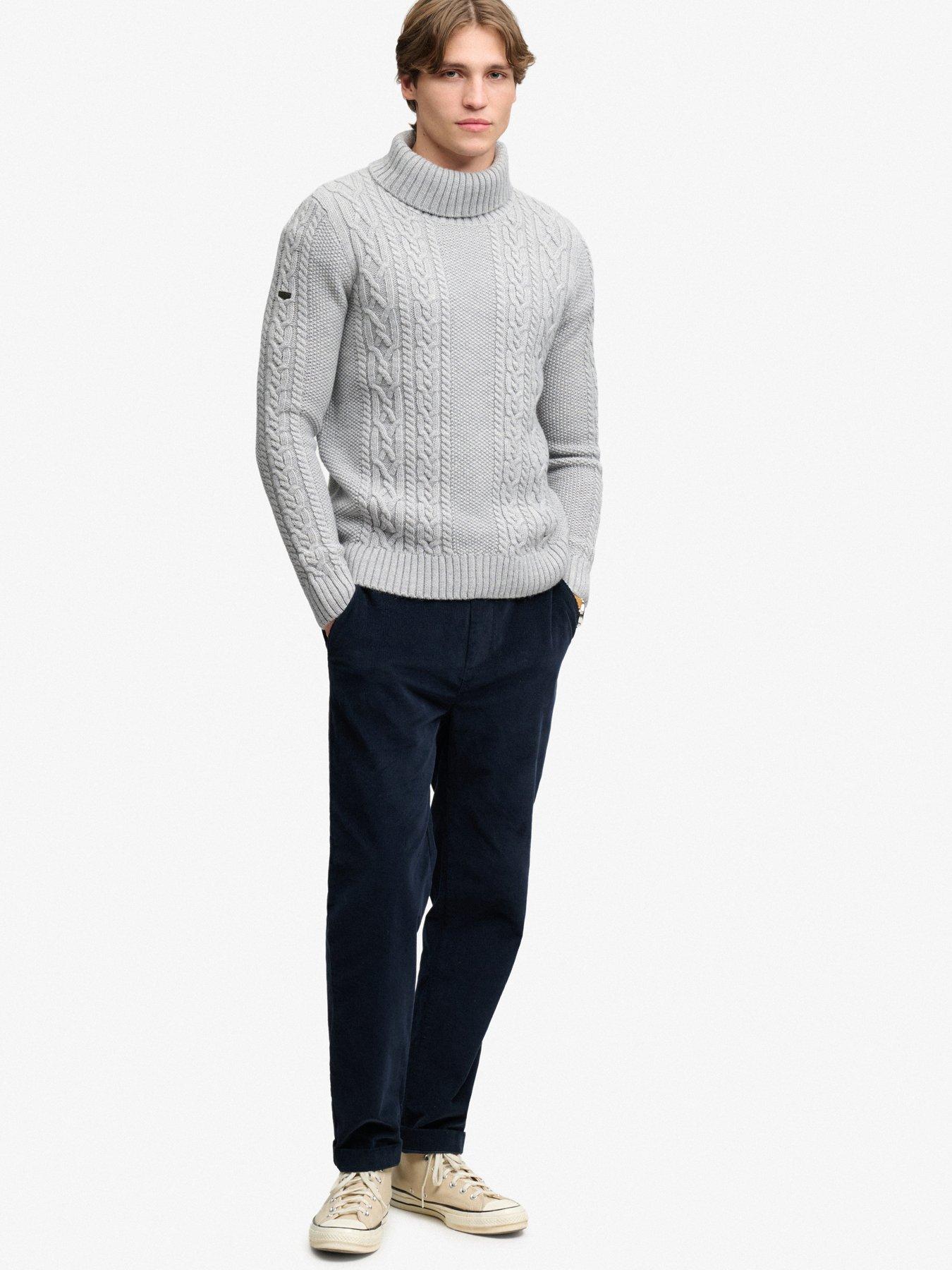 Image 3 of 6 of Superdry Superdry Jacob Cable Roll Neck Jumper - Grey