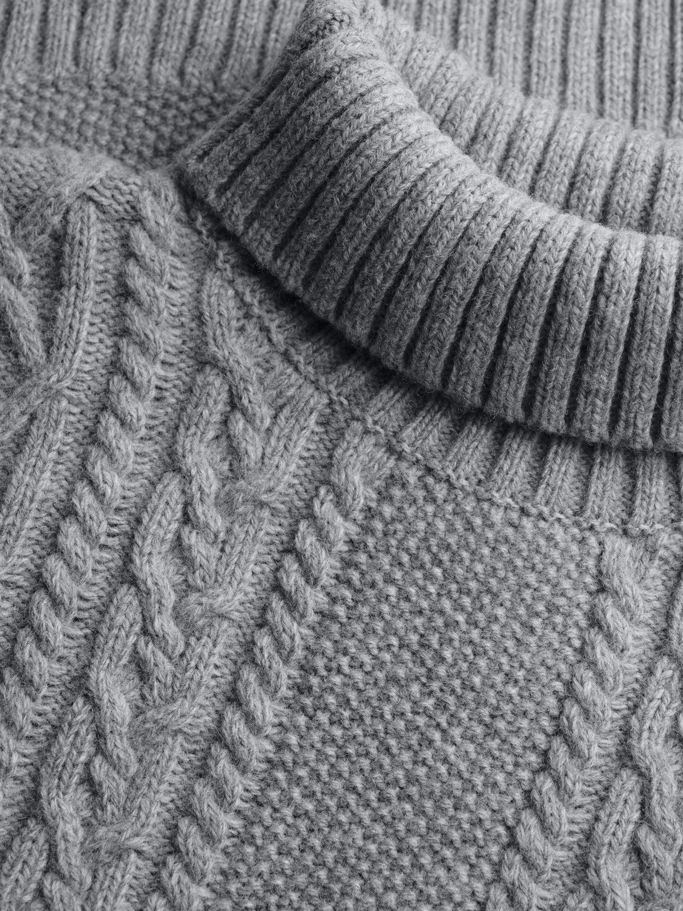 Image 6 of 6 of Superdry Superdry Jacob Cable Roll Neck Jumper - Grey
