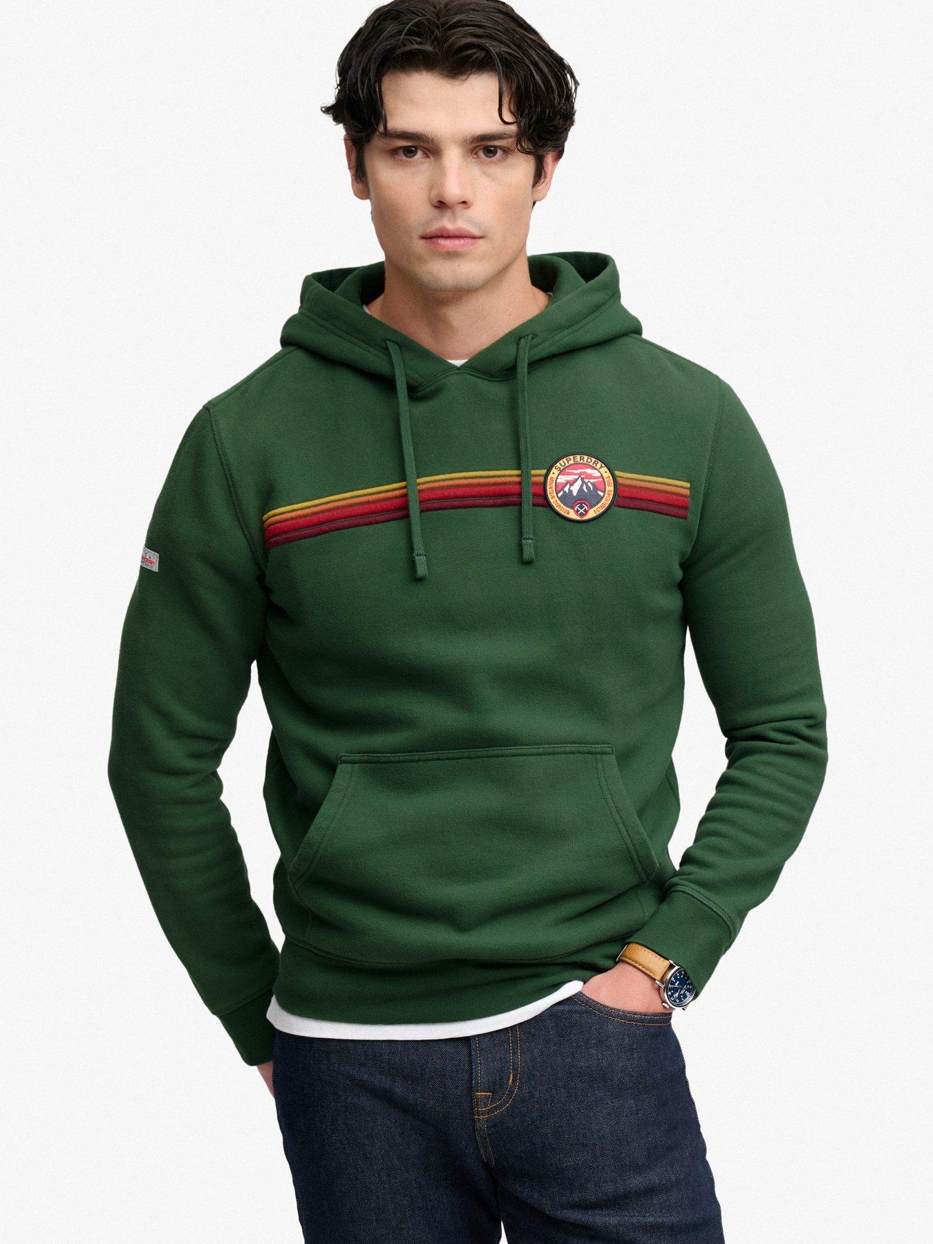Image 1 of 6 of Superdry Superdry Outdoors Stripe Logo Hoodie - Green