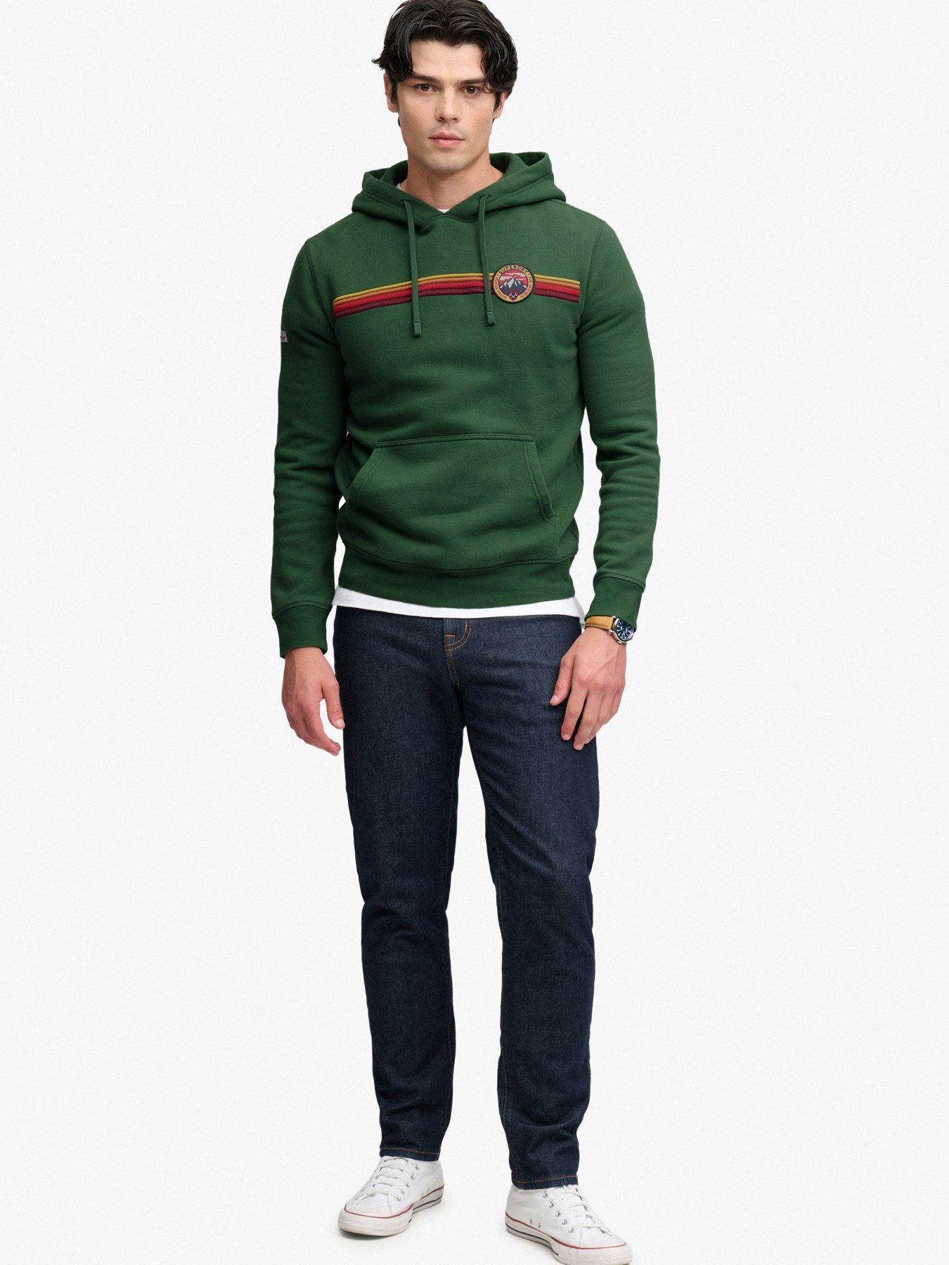 Image 3 of 6 of Superdry Superdry Outdoors Stripe Logo Hoodie - Green