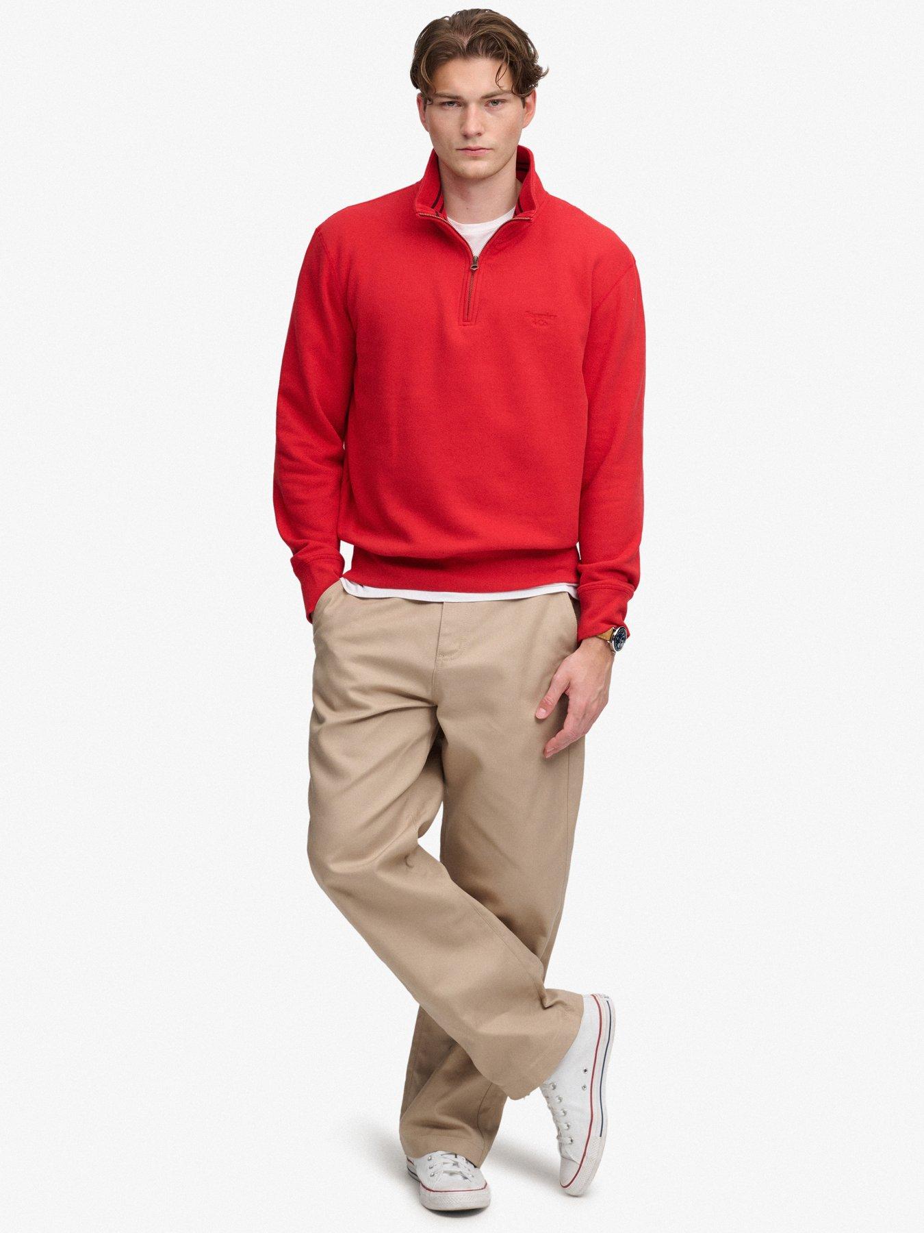 Image 3 of 7 of Superdry Superdry Essential Serif Logo Half Zip Sweat - Red