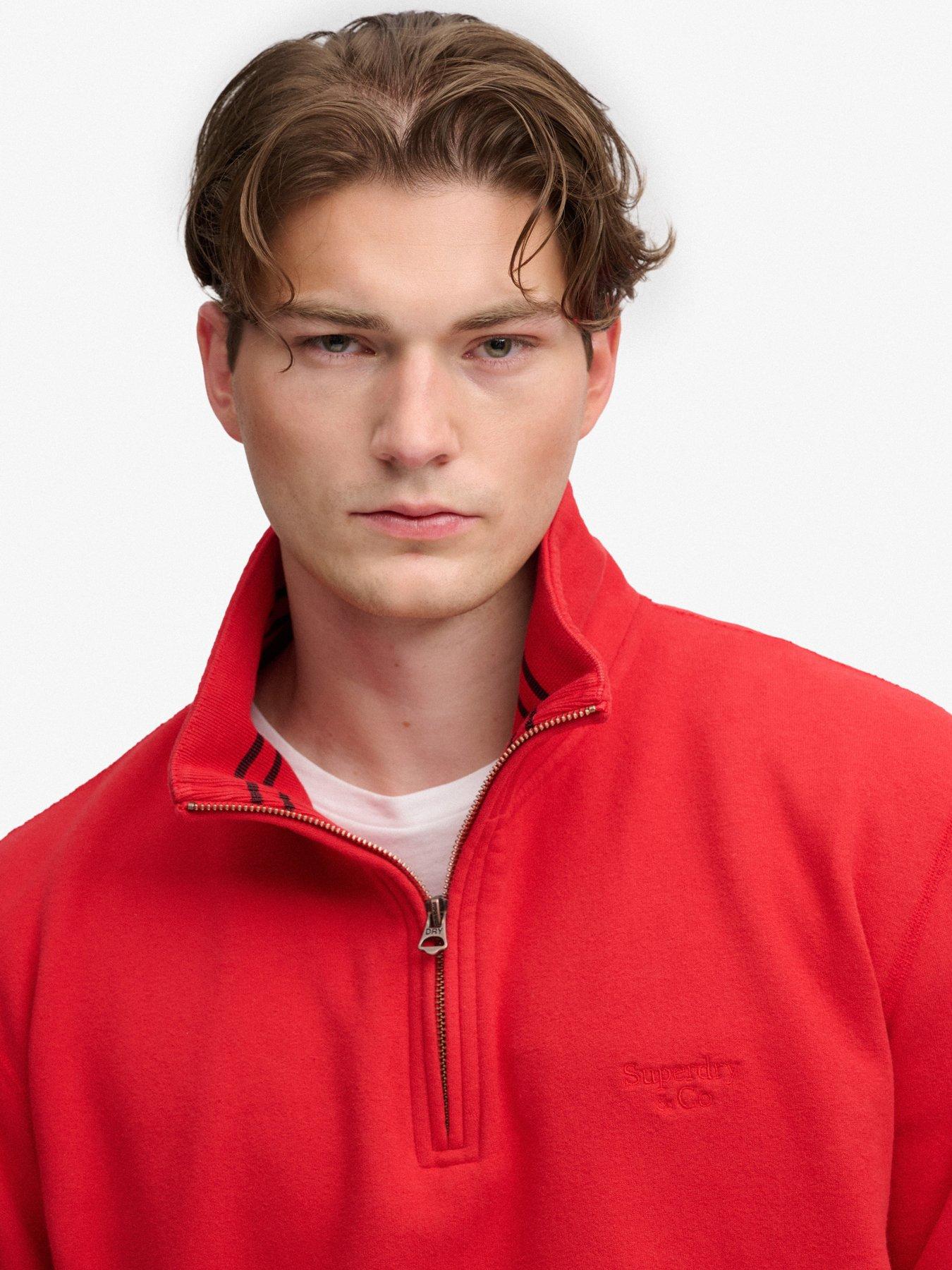 Image 5 of 7 of Superdry Superdry Essential Serif Logo Half Zip Sweat - Red