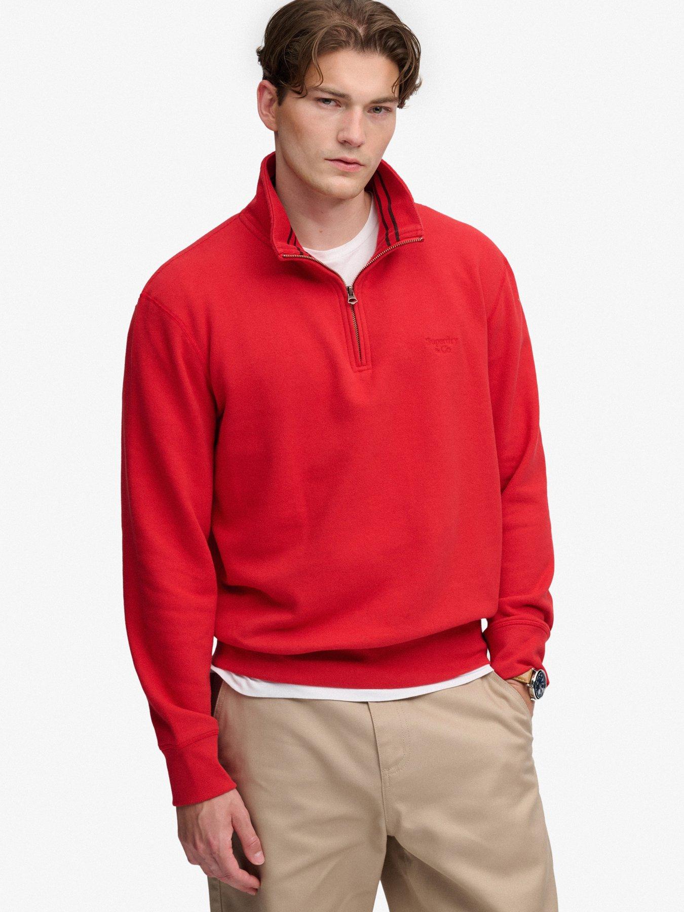 Image 6 of 7 of Superdry Superdry Essential Serif Logo Half Zip Sweat - Red