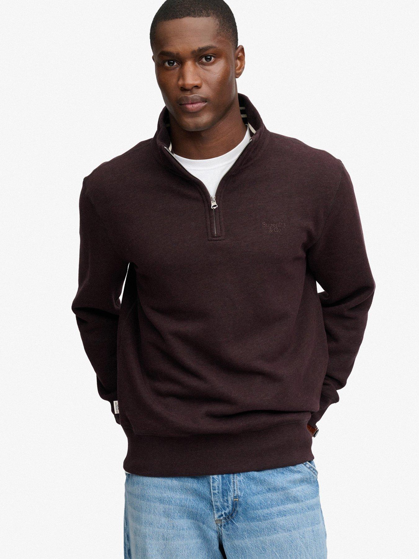 Image 1 of 7 of Superdry Superdry Essential Serif Logo Half Zip Sweat - Dark Red
