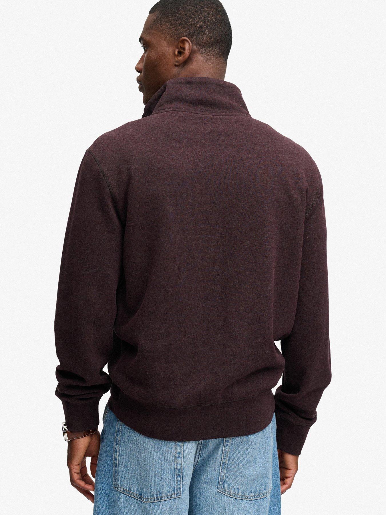 Image 2 of 7 of Superdry Superdry Essential Serif Logo Half Zip Sweat - Dark Red