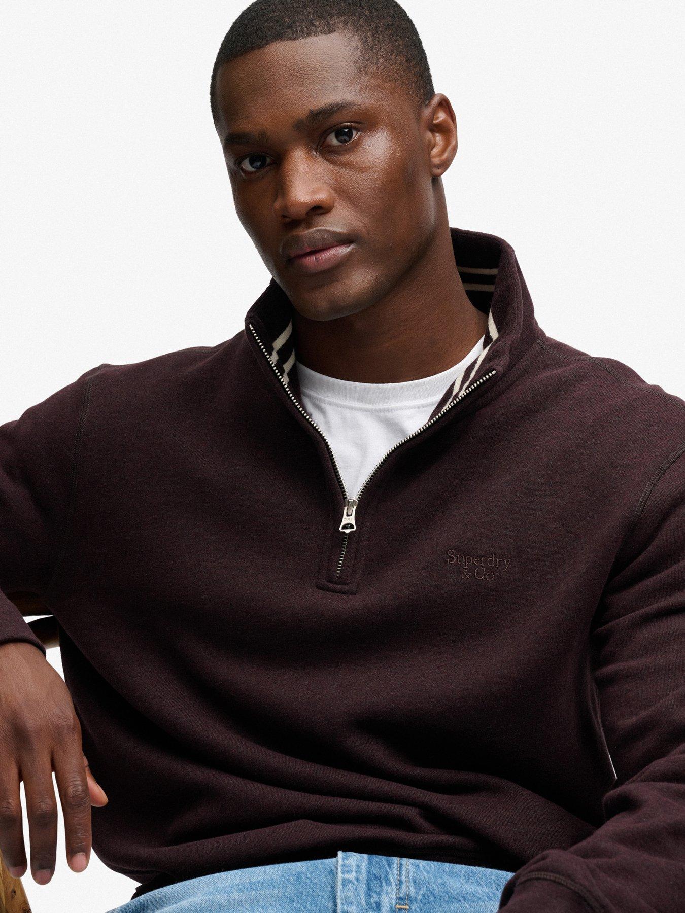 Image 4 of 7 of Superdry Superdry Essential Serif Logo Half Zip Sweat - Dark Red