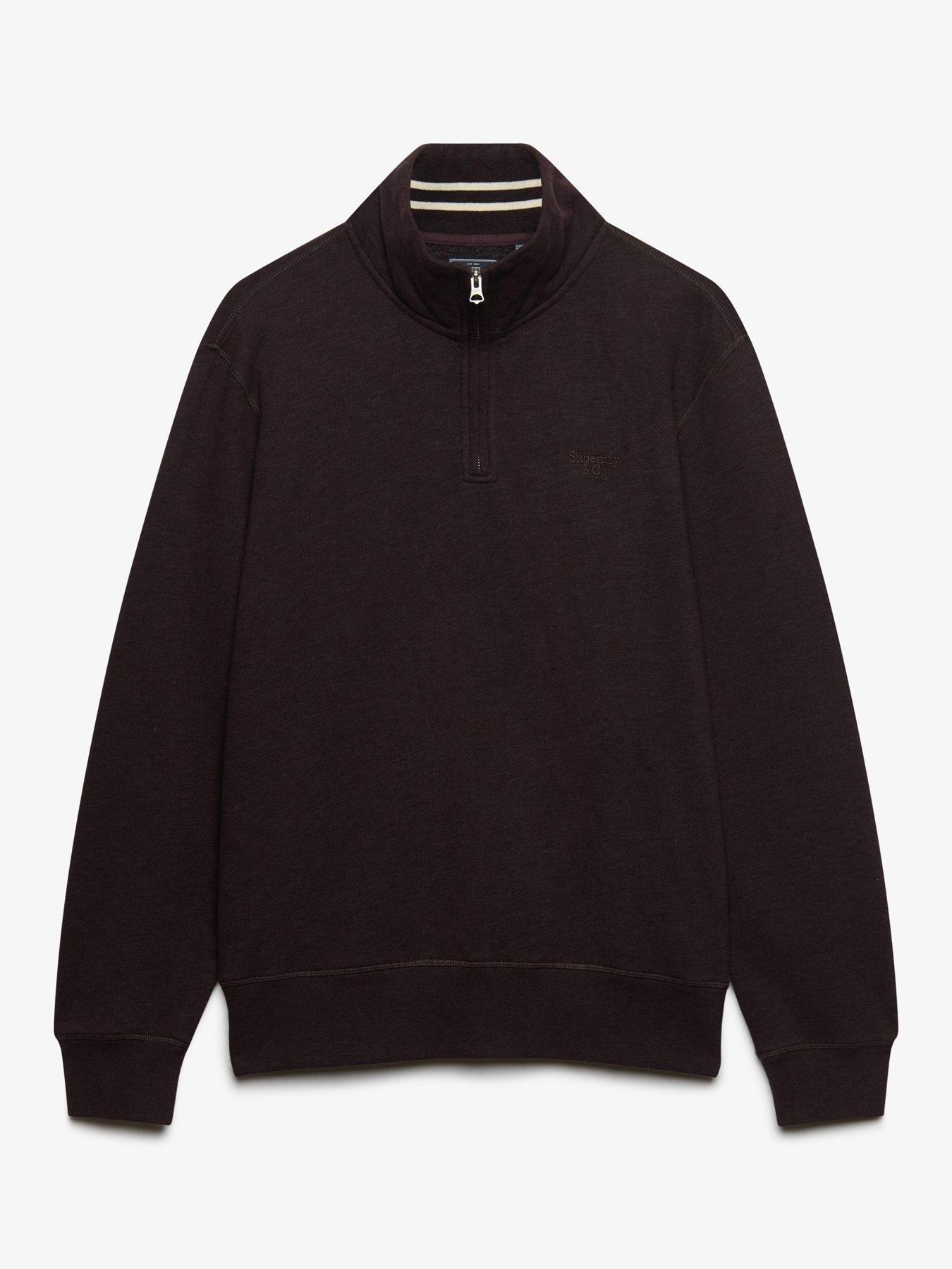 Image 7 of 7 of Superdry Superdry Essential Serif Logo Half Zip Sweat - Dark Red