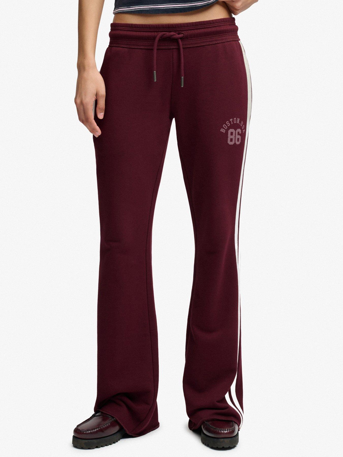 Image 1 of 6 of Superdry Womens Athletic Essentials Stripe Flare Joggers - Red