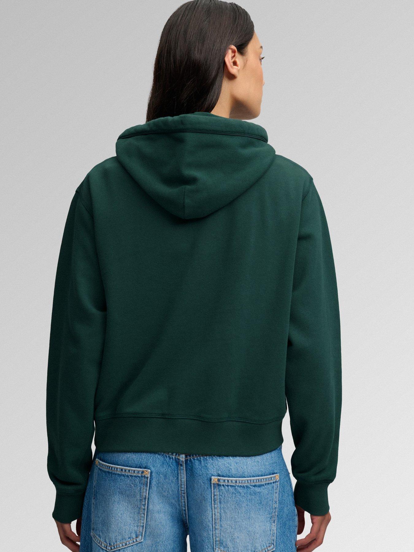 Image 2 of 6 of Superdry Superdry Ath Ess Applique Crop Hoodie - Green