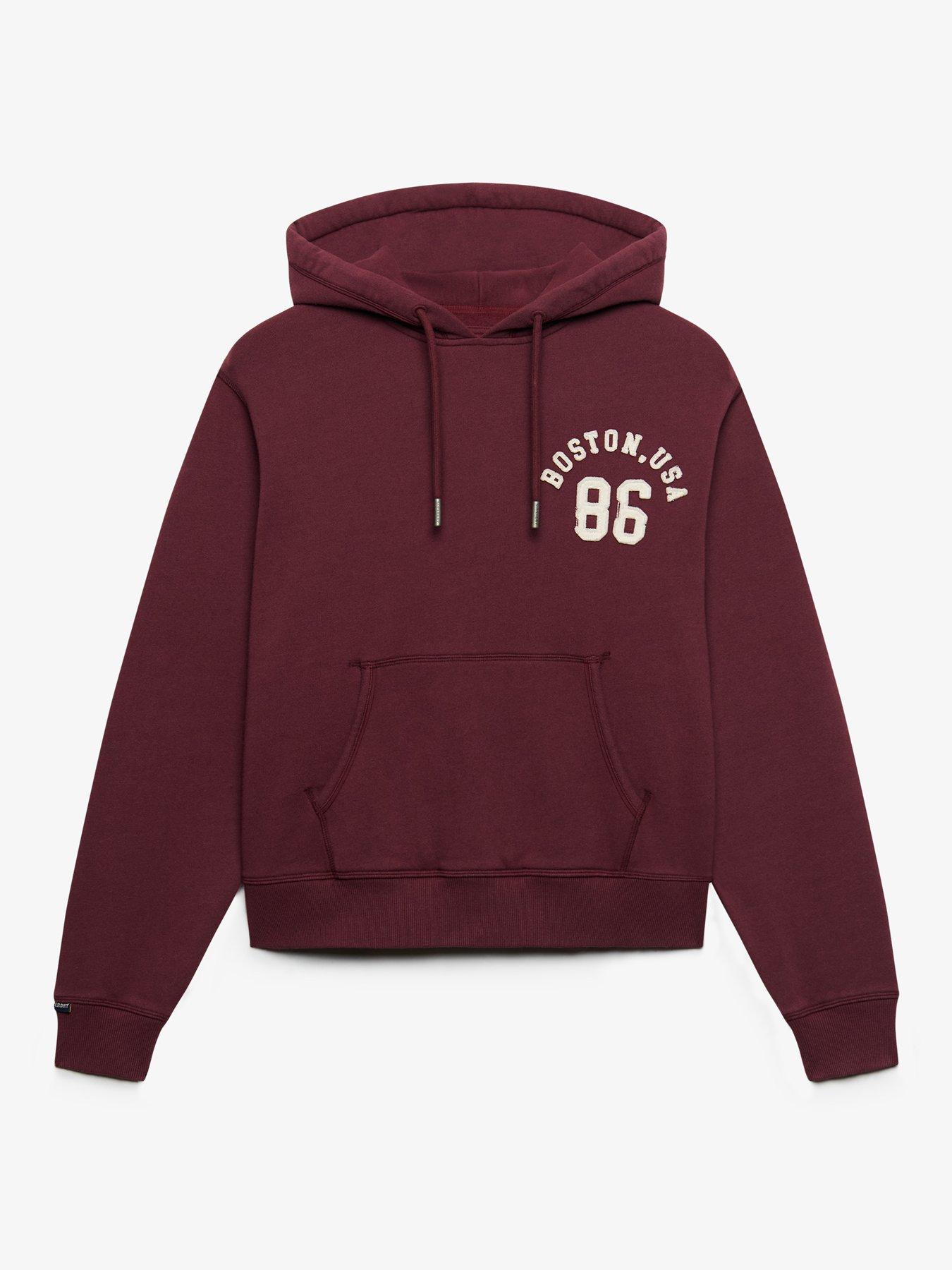 Image 7 of 7 of Superdry Superdry Ath Ess Applique Crop Hoodie - Red