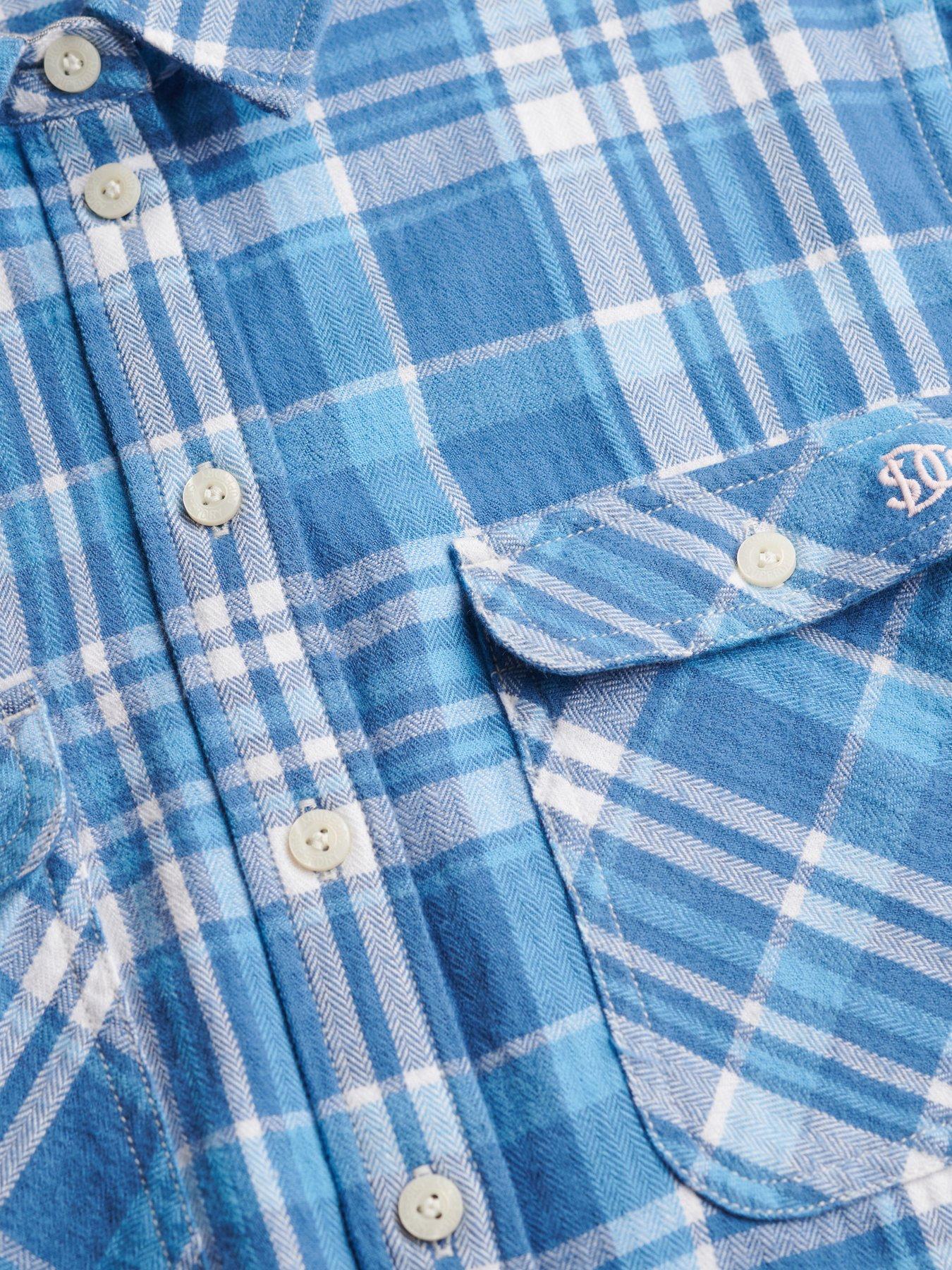 Image 6 of 6 of Superdry Womens Lumberjack Relaxed Fit Check Flannel Shirt - Blue