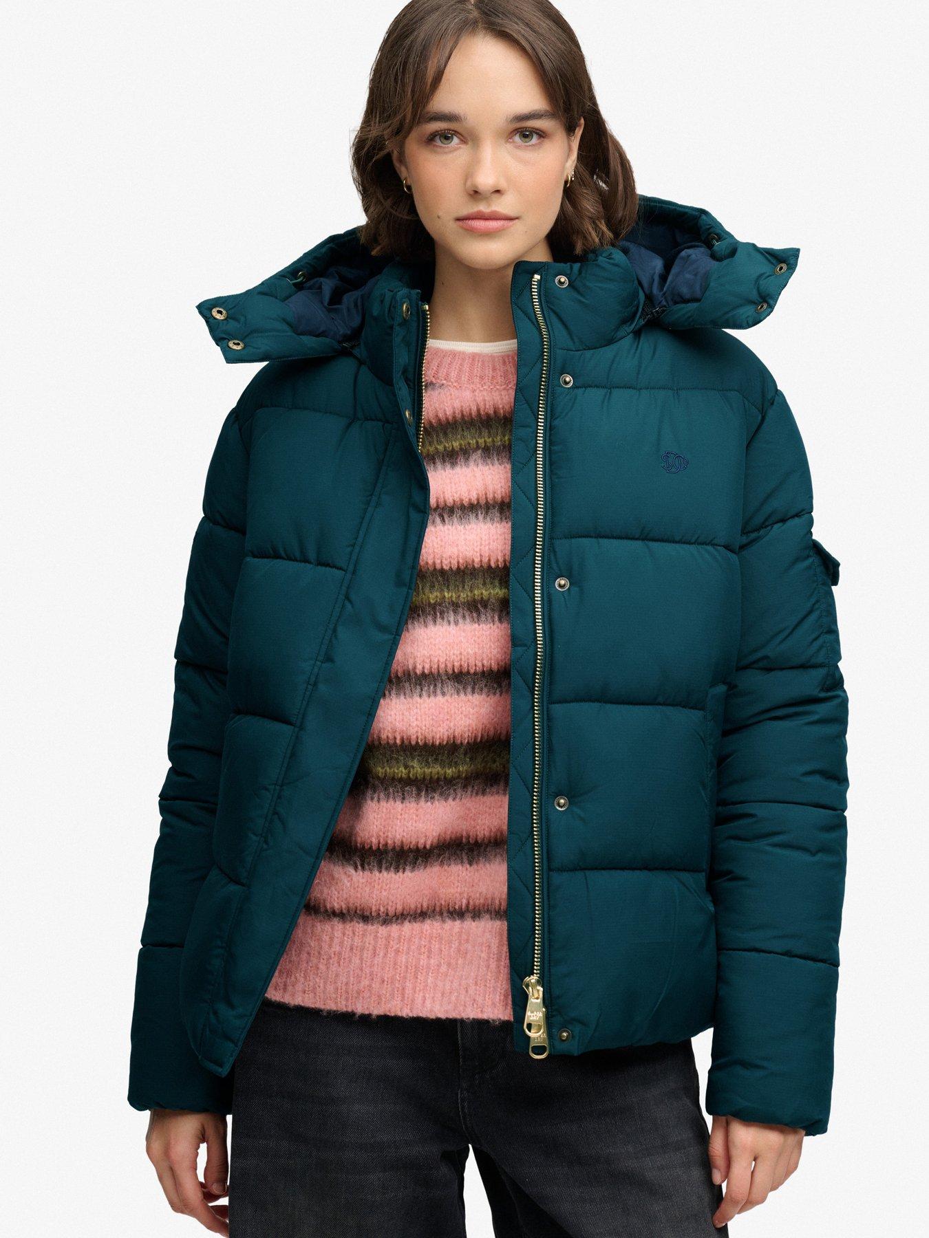 Image 1 of 7 of Superdry Superdry Premium Ripstop Puffer Jacket - Dark Green