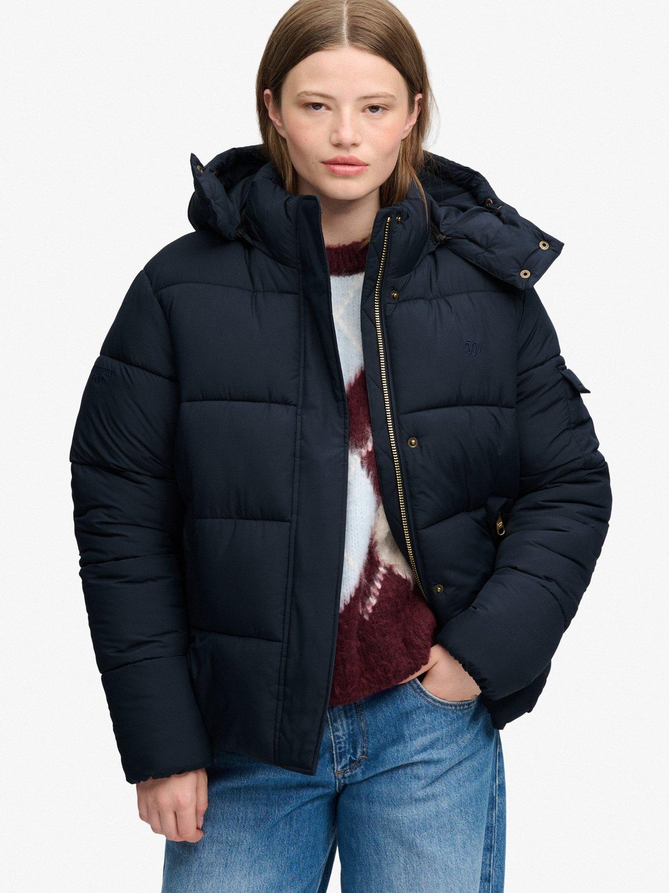 Image 1 of 7 of Superdry Superdry Premium Ripstop Puffer Jacket - Navy