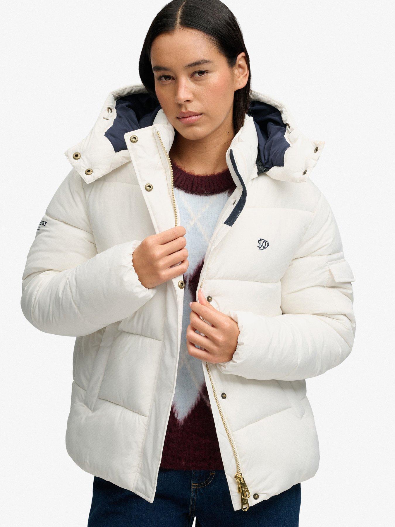 Image 1 of 7 of Superdry Superdry Premium Ripstop Puffer Jacket - Off White