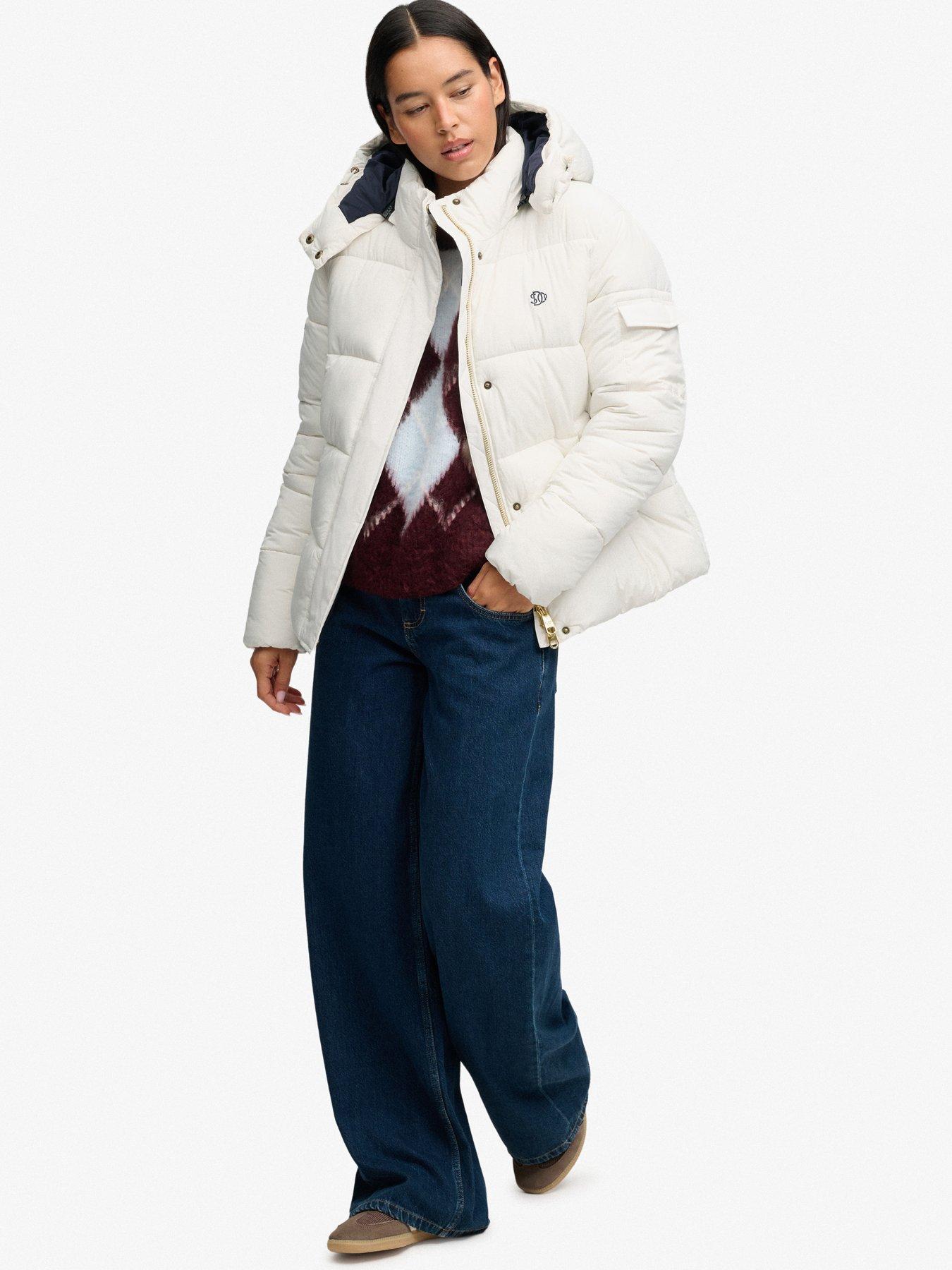 Image 3 of 7 of Superdry Superdry Premium Ripstop Puffer Jacket - Off White