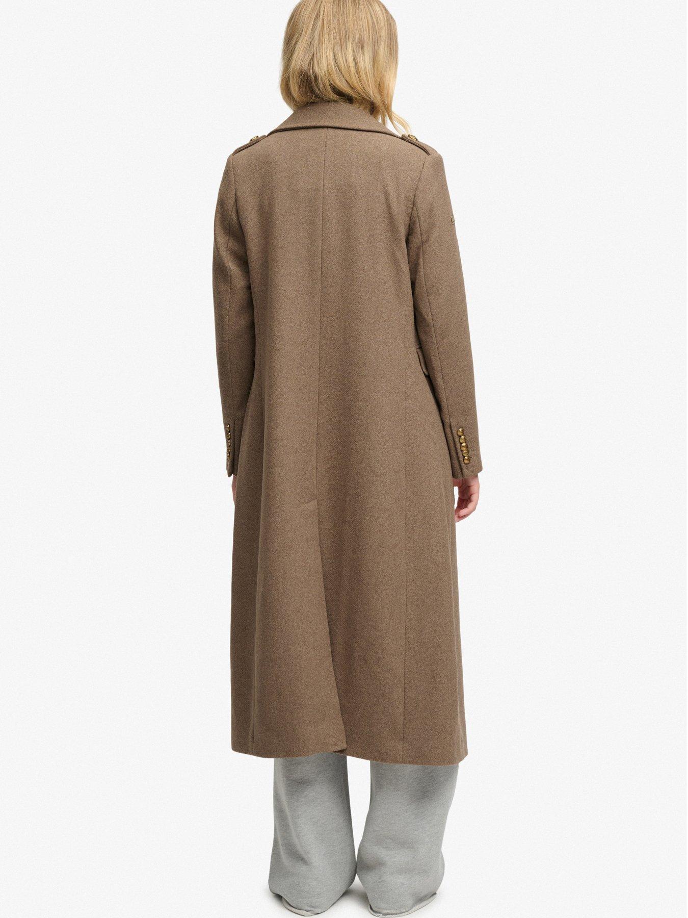 Image 2 of 7 of Superdry Superdry Double Breasted Woolblend Overcoat - Brown