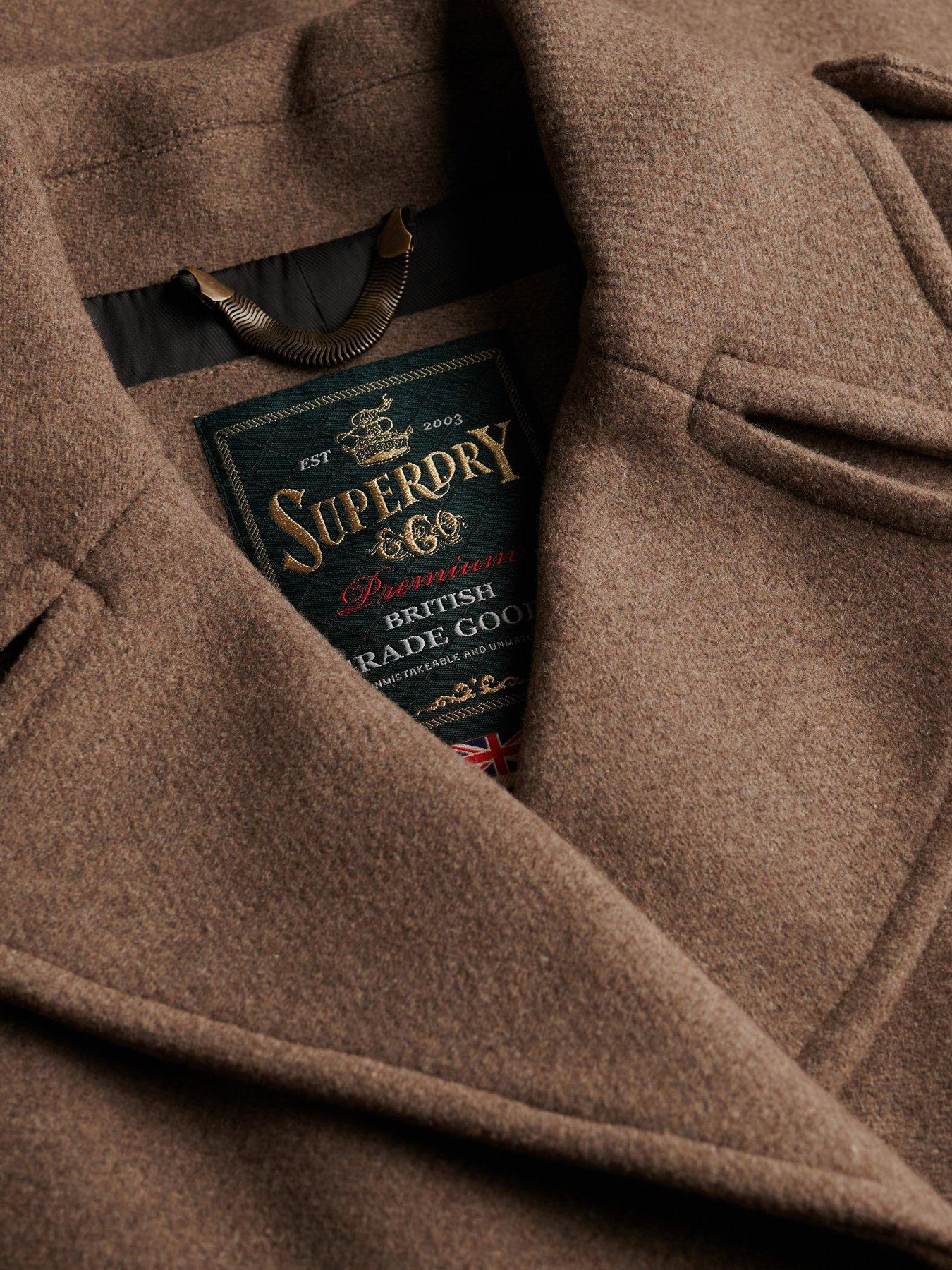 Image 7 of 7 of Superdry Superdry Double Breasted Woolblend Overcoat - Brown