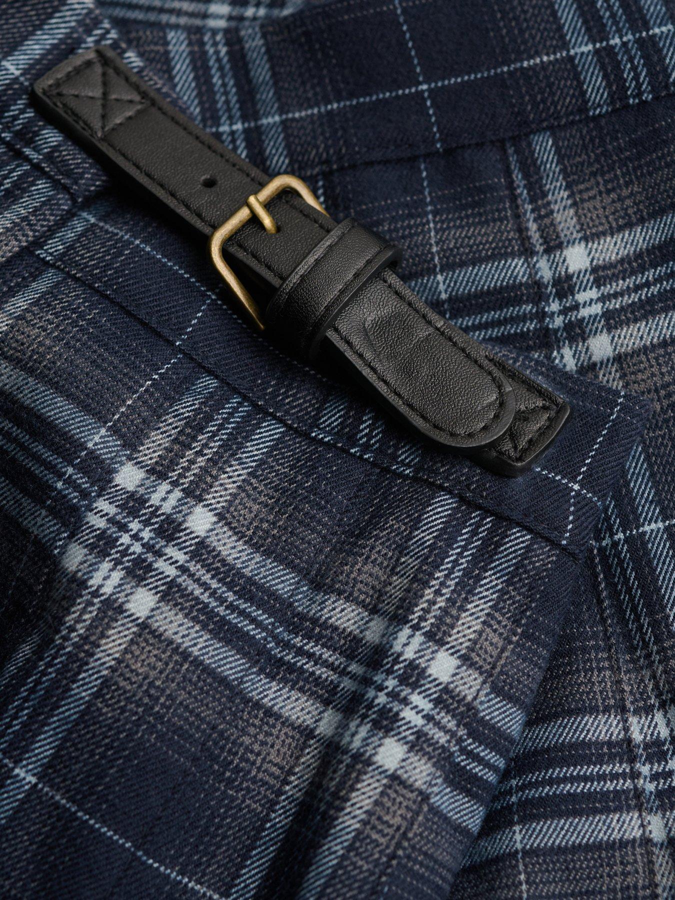 Image 6 of 6 of Superdry Womens Ath Ess Check Slim Fit Pleated Skirt - Navy