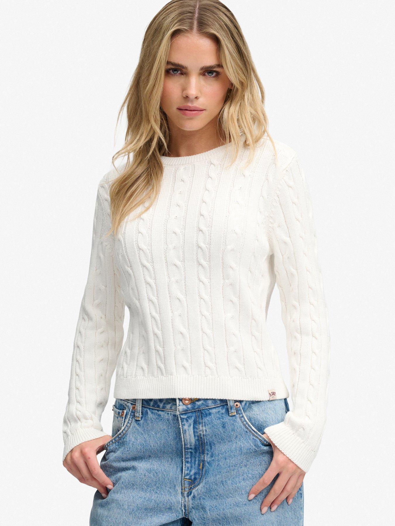 Image 1 of 6 of Superdry Superdry Essentials Sd&amp;co Cable Jumper - Off White