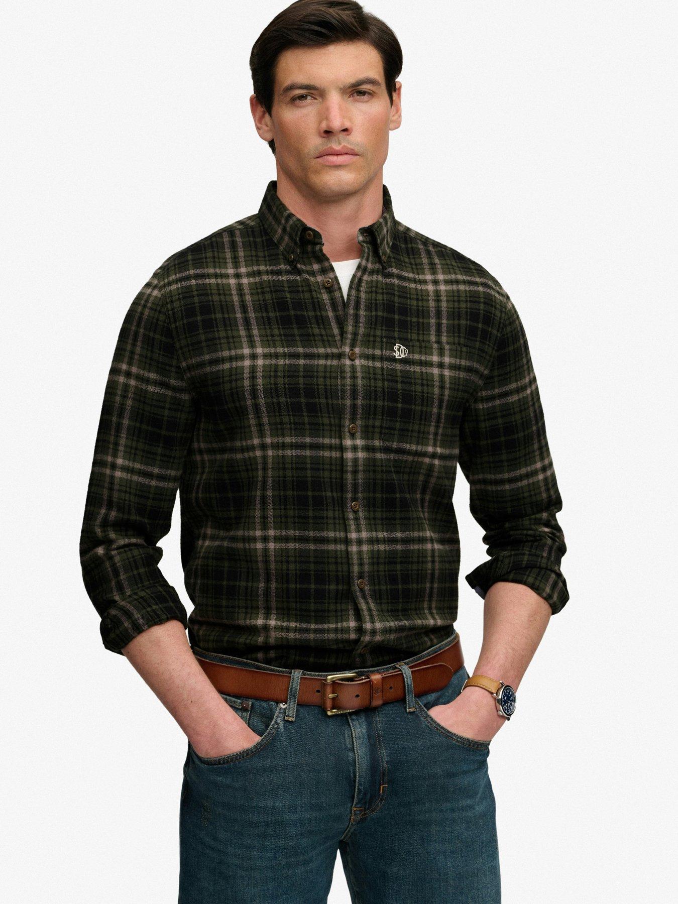 Image 1 of 6 of Superdry Long Sleeve Cotton Lumberjack Shirt - Green
