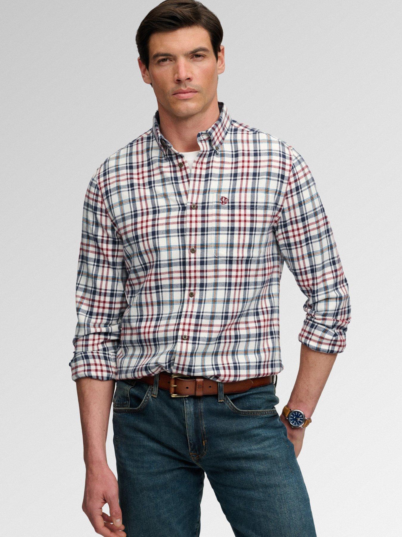 Image 1 of 7 of Superdry Long Sleeve Cotton Lumberjack Shirt - White