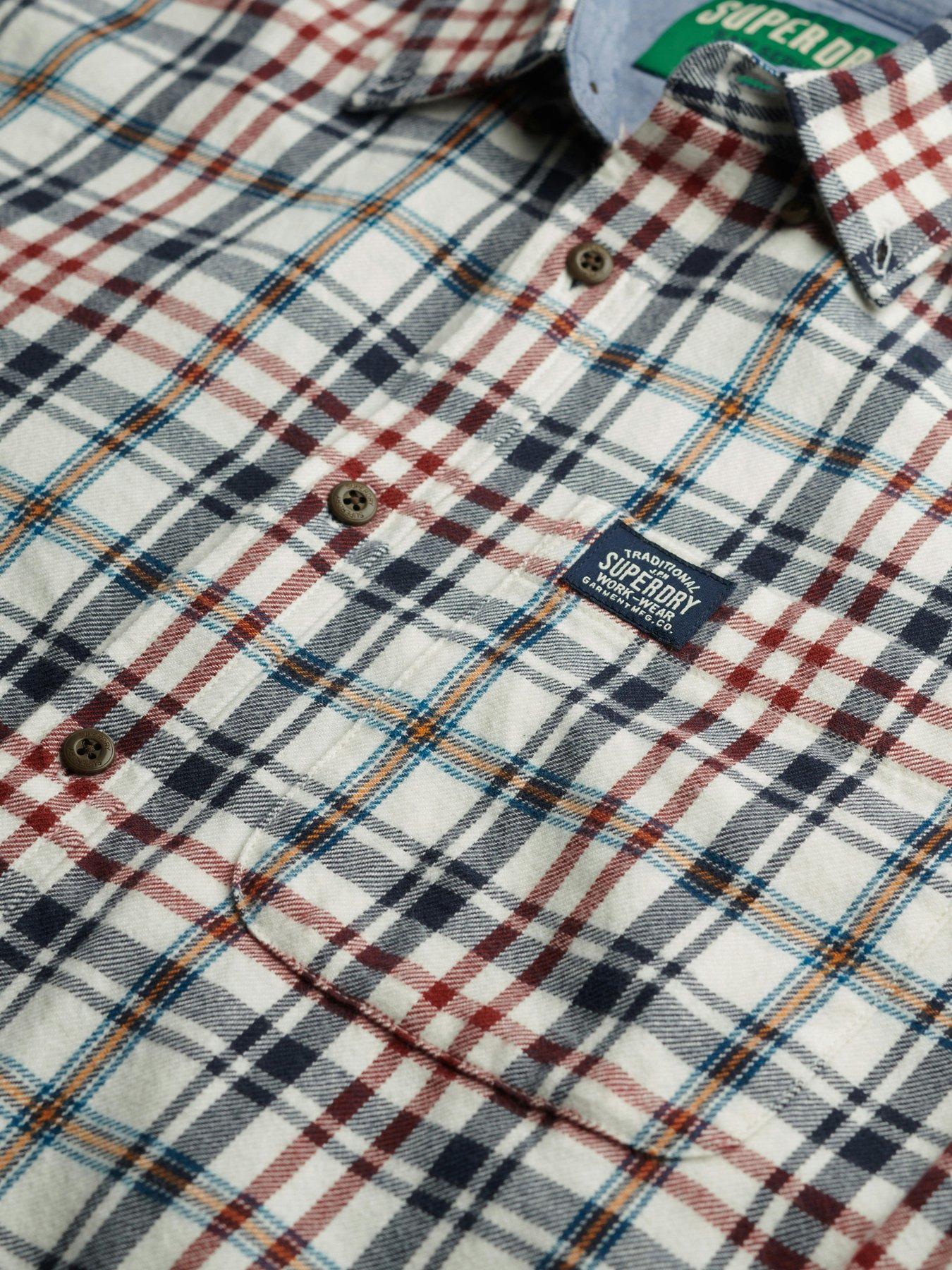 Image 7 of 7 of Superdry Long Sleeve Cotton Lumberjack Shirt - White