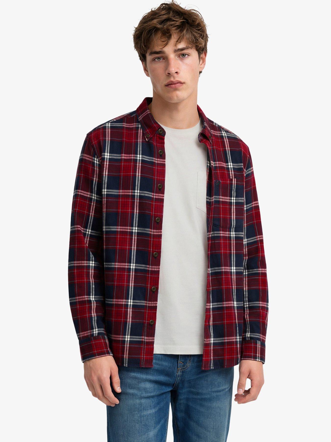 Image 1 of 6 of Superdry Long Sleeve Cotton Lumberjack Shirt - Navy