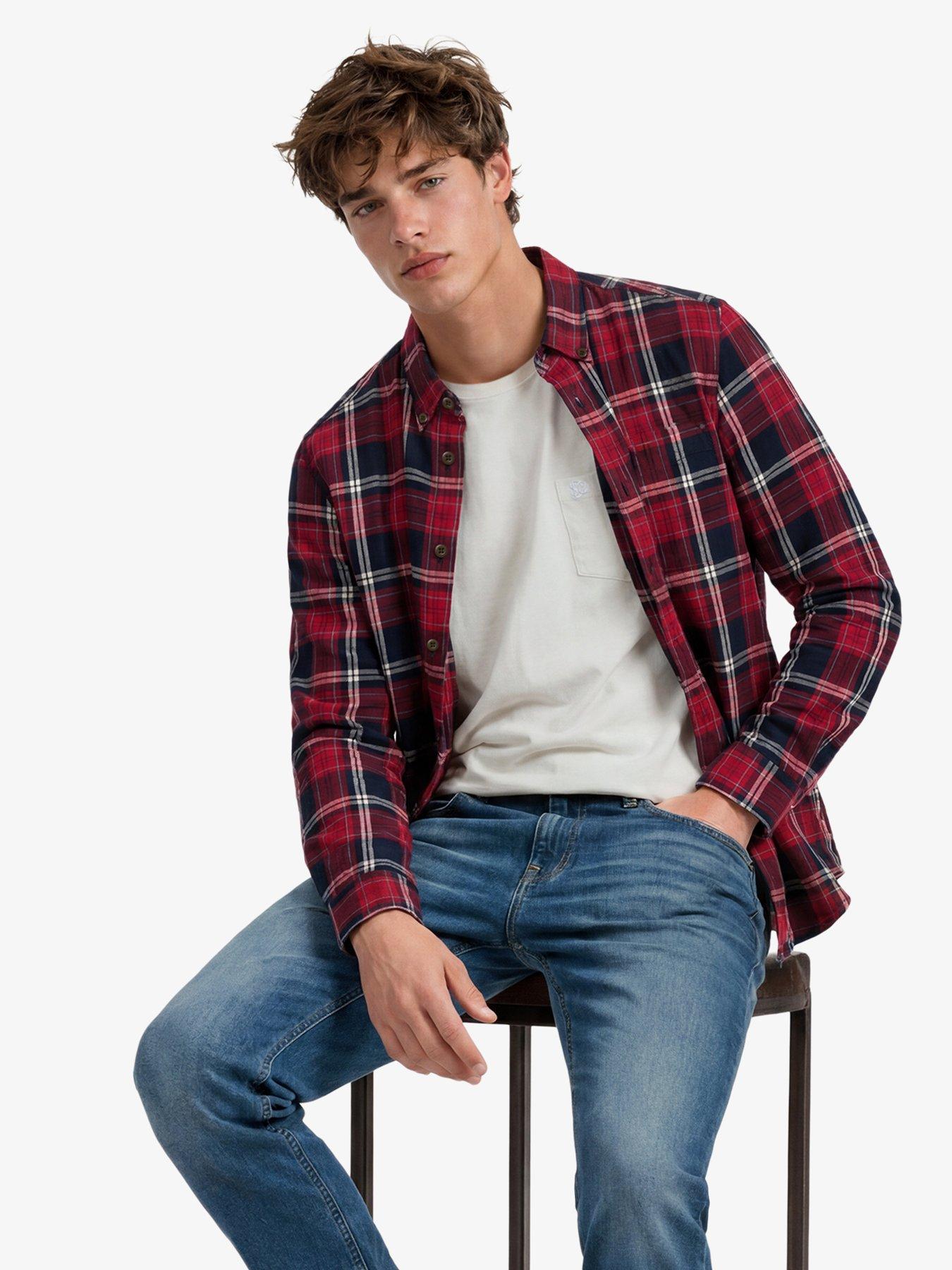 Image 4 of 6 of Superdry Long Sleeve Cotton Lumberjack Shirt - Navy