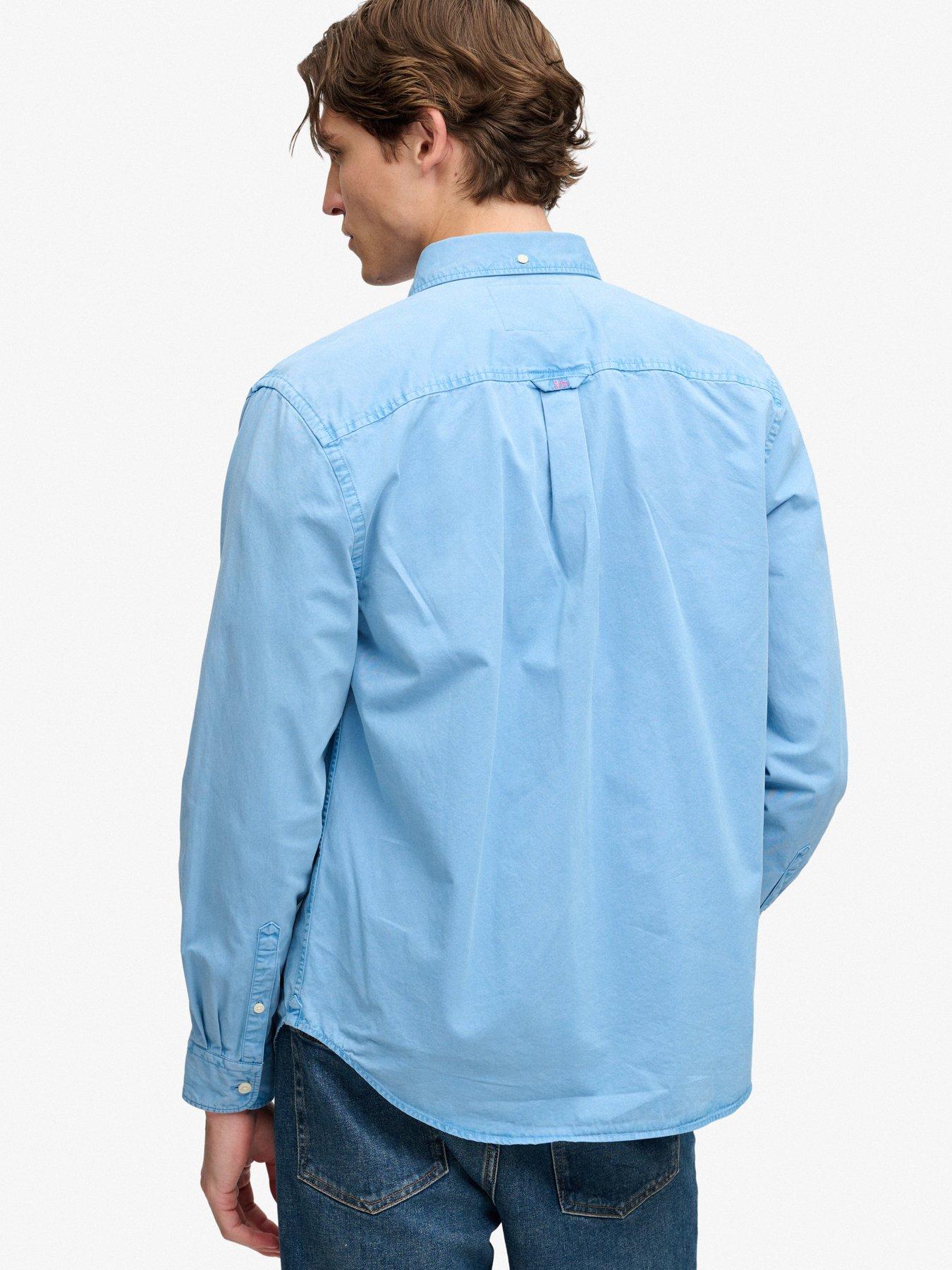 Image 2 of 5 of Superdry Garment Dyed Long Sleeve Shirt - Blue