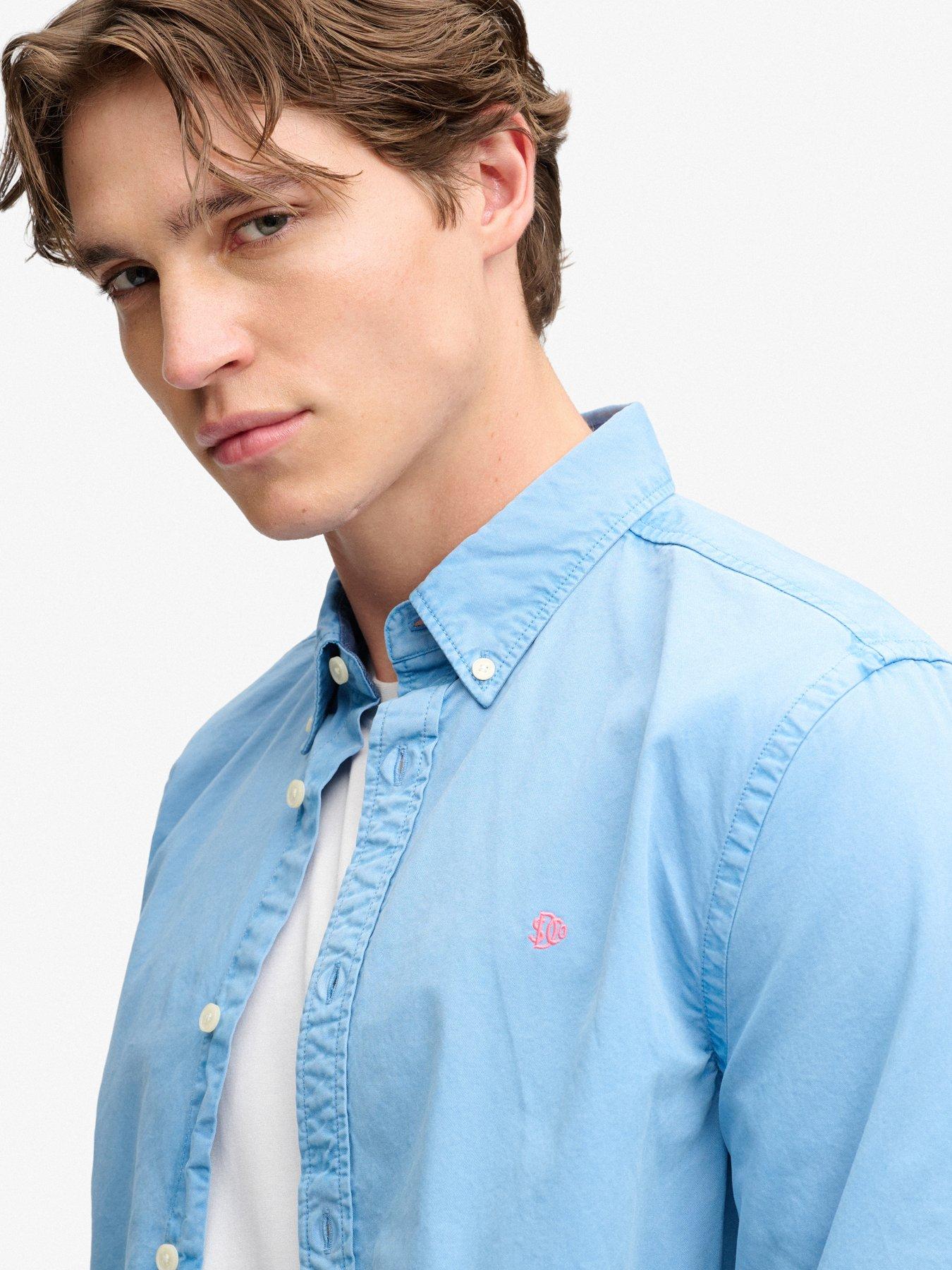 Image 5 of 5 of Superdry Garment Dyed Long Sleeve Shirt - Blue