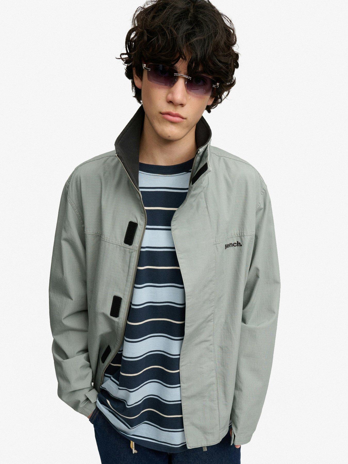 Image 1 of 6 of Superdry Mens High Neck Relaxed Fit Ripstop Jacket - Light Grey