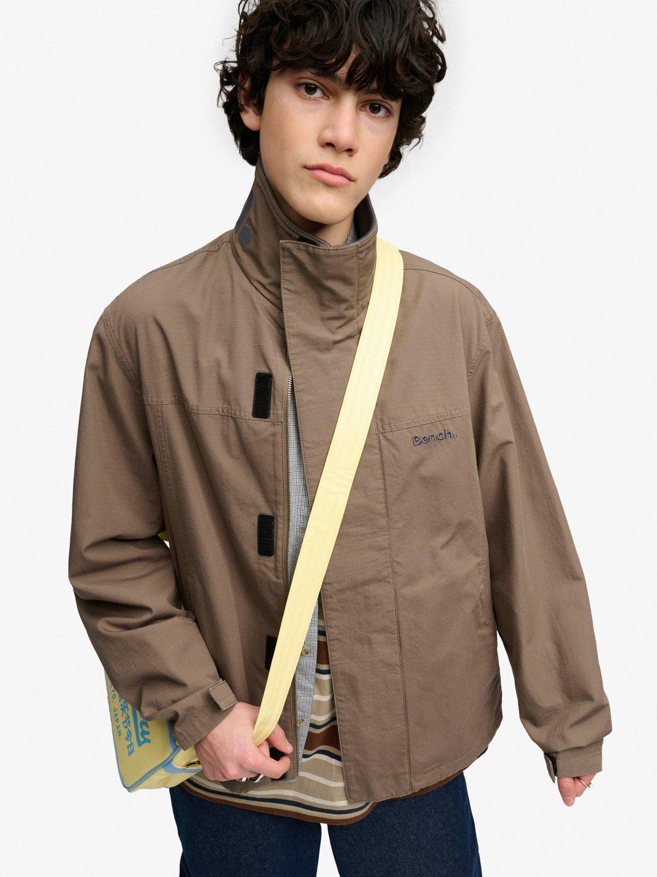Image 1 of 5 of Superdry Mens High Neck Ripstop Jacket - Light Brown