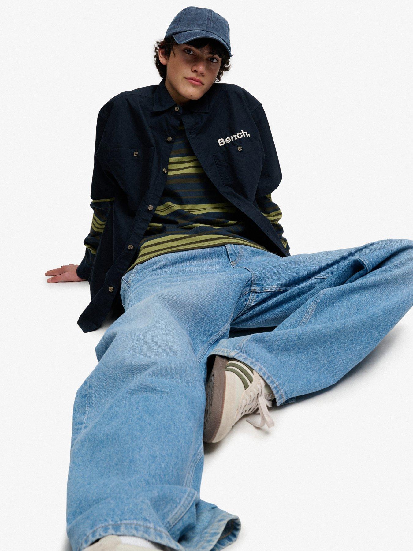 Image 1 of 4 of Superdry Mechanic Short Sleeve Boxy Shirt - Navy