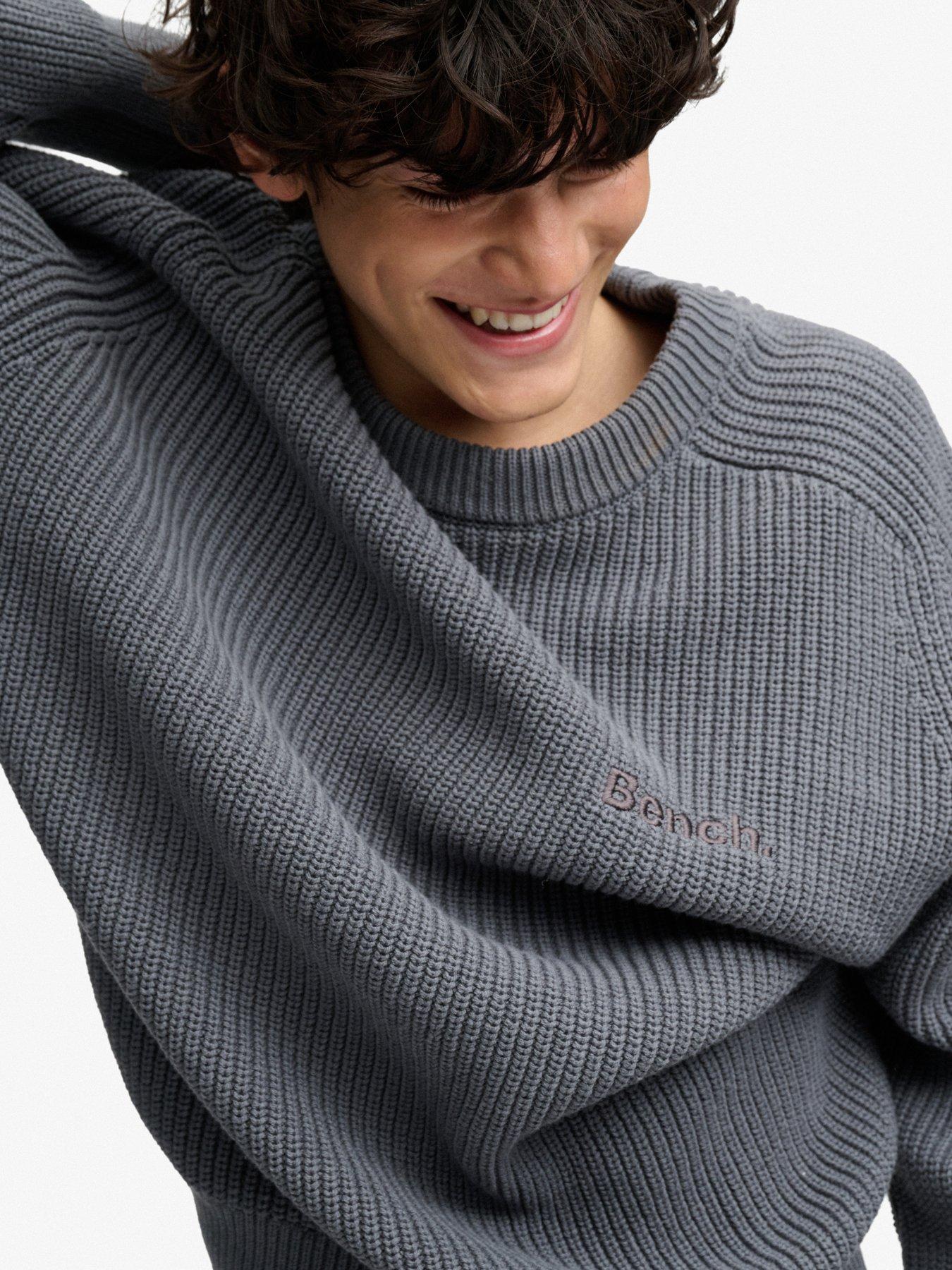 Image 4 of 5 of Superdry Mens Rib Boxy Relaxed Fit Jumper - Grey