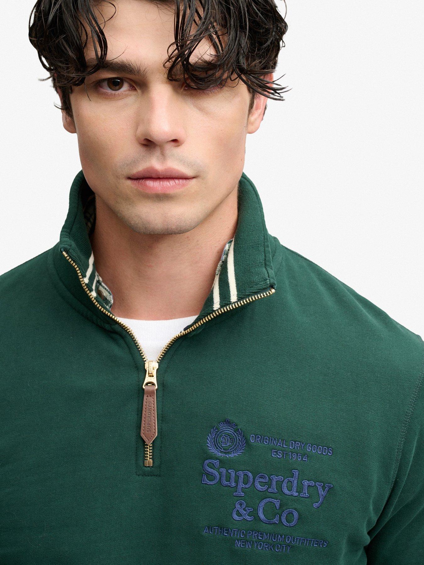 Image 4 of 6 of Superdry Mens Company Logo Half Zip Sweatshirt - Green