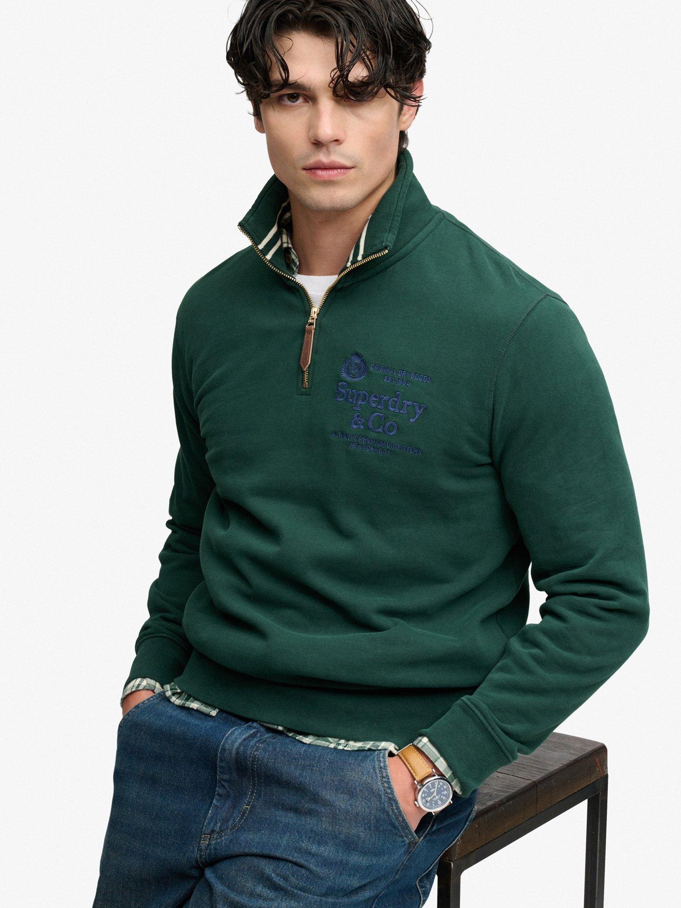 Image 5 of 6 of Superdry Mens Company Logo Half Zip Sweatshirt - Green
