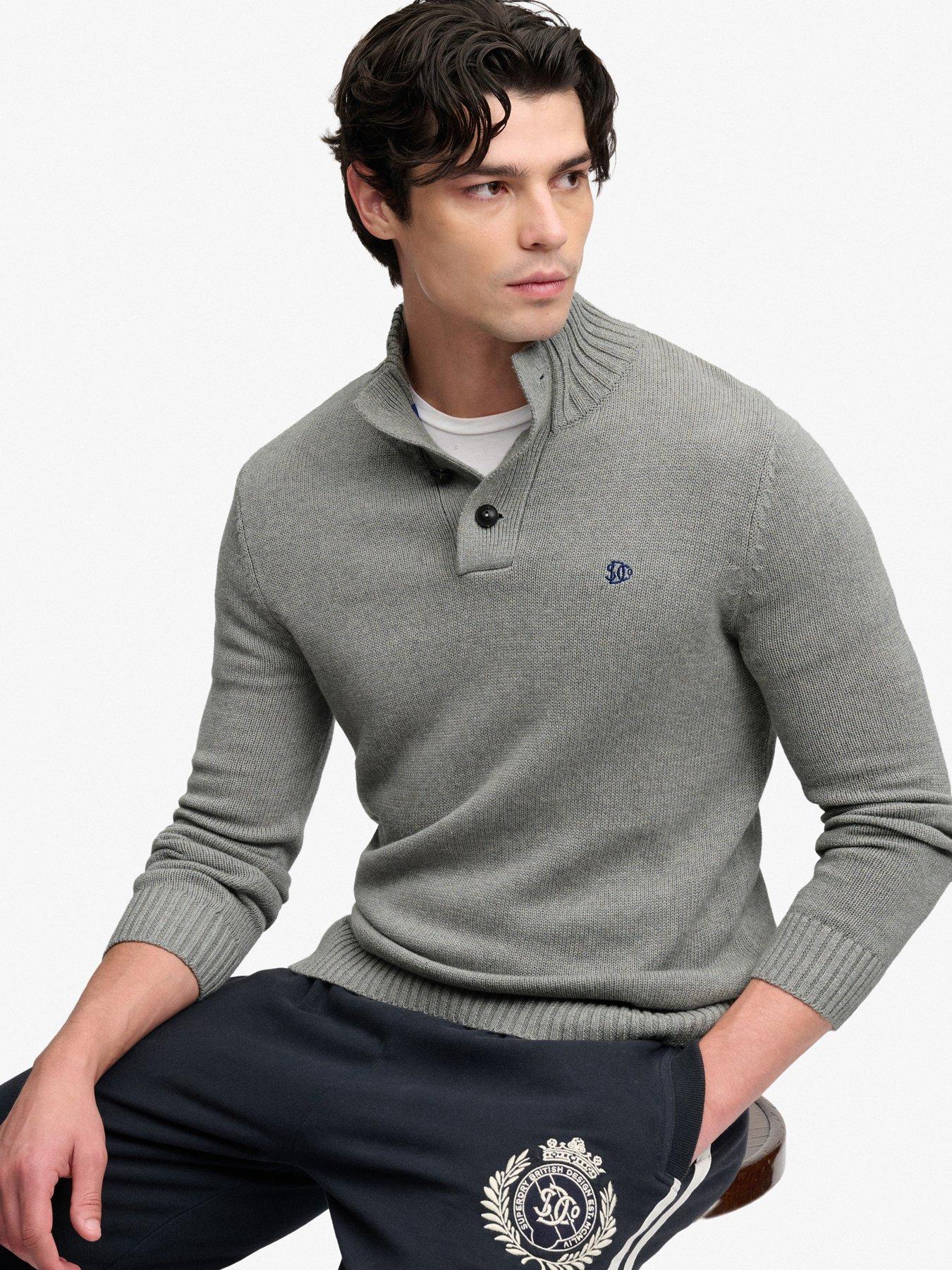 Image 4 of 7 of Superdry Superdry Cotton Button Henley Jumper - Grey