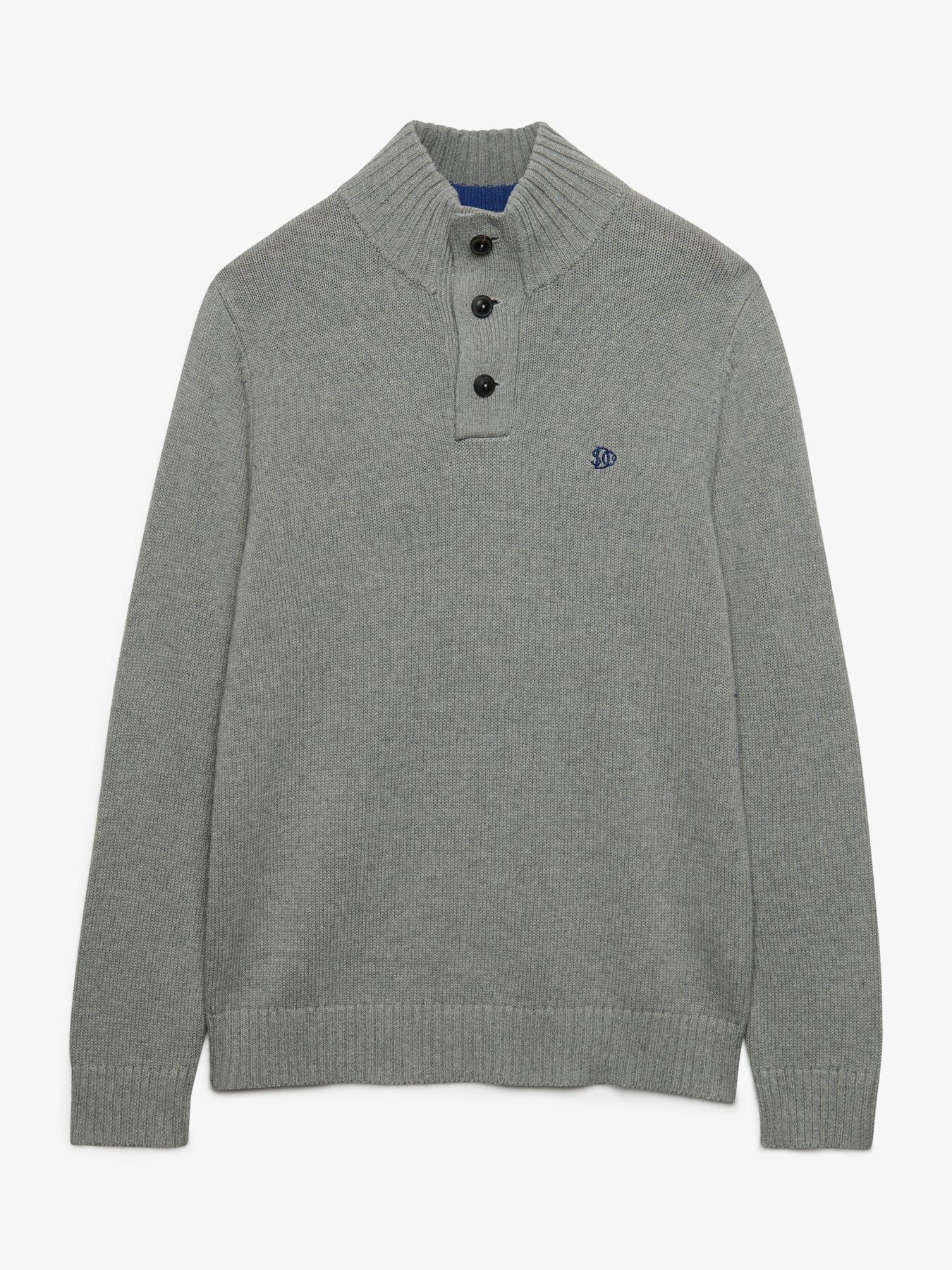 Image 7 of 7 of Superdry Superdry Cotton Button Henley Jumper - Grey