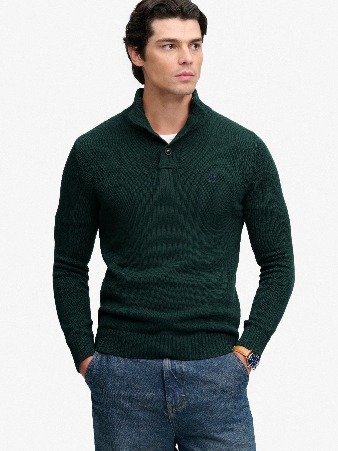Image 1 of 7 of Superdry Superdry Cotton Button Henley Jumper - Green