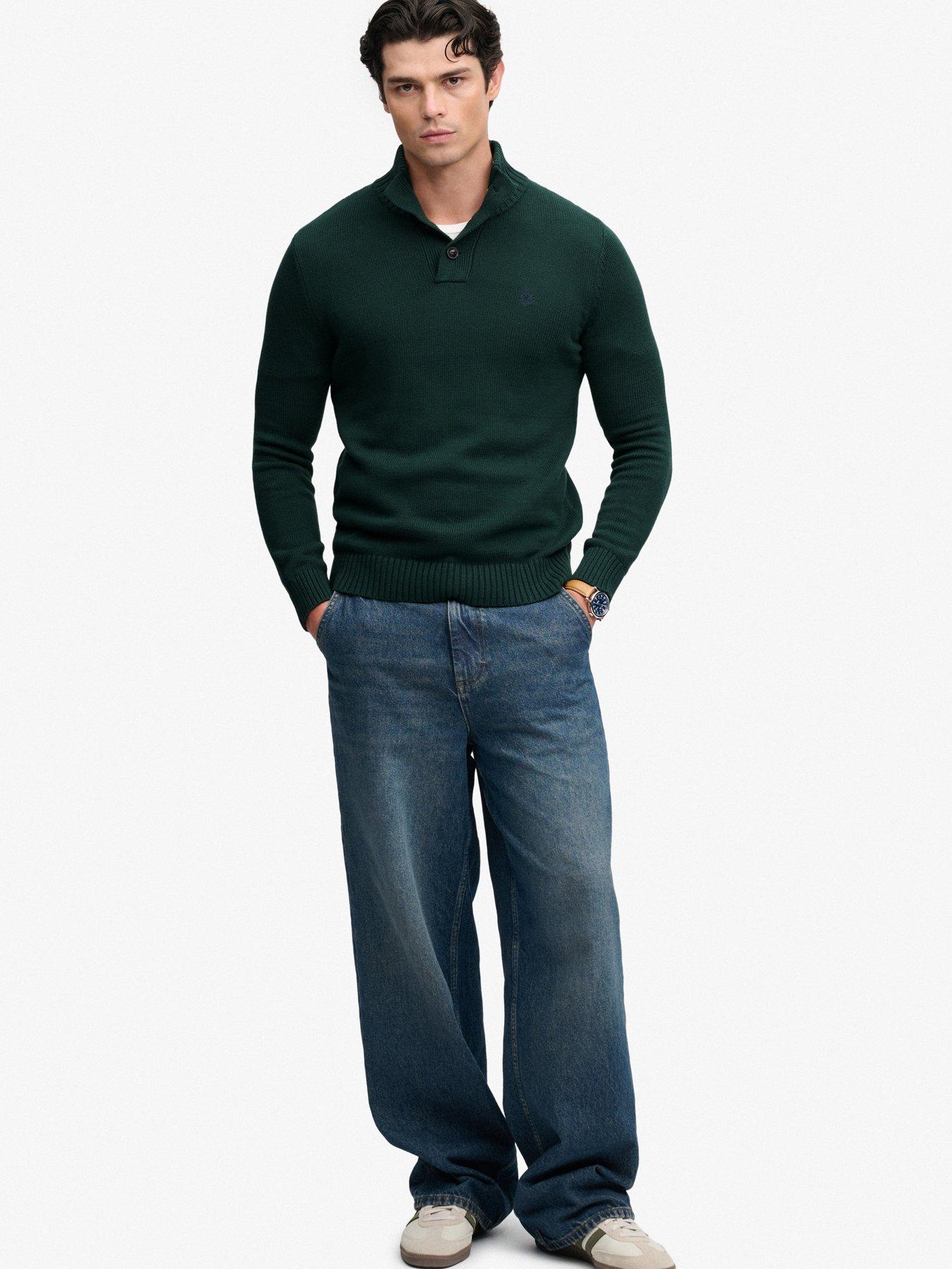 Image 3 of 7 of Superdry Superdry Cotton Button Henley Jumper - Green
