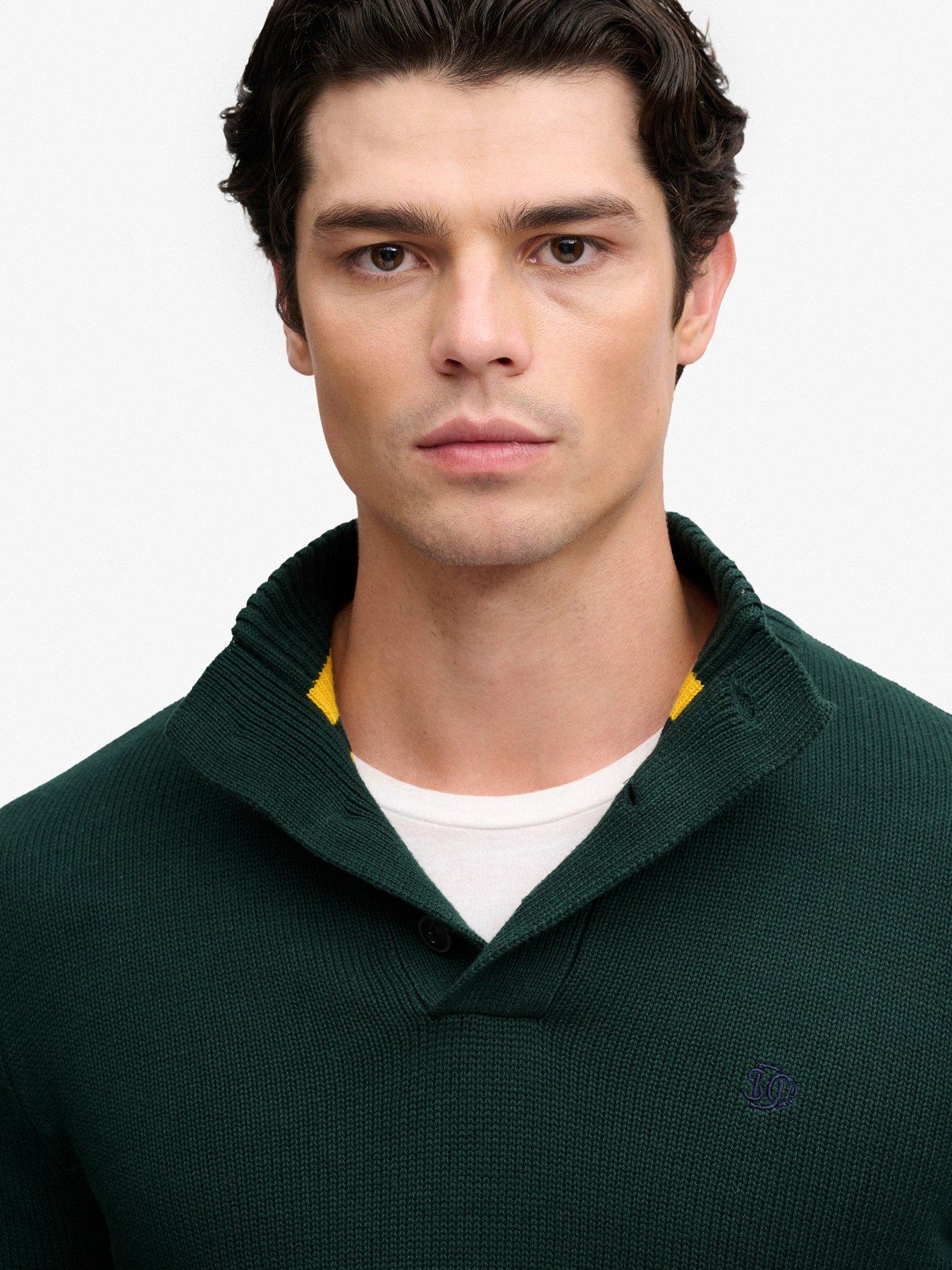Image 4 of 7 of Superdry Superdry Cotton Button Henley Jumper - Green