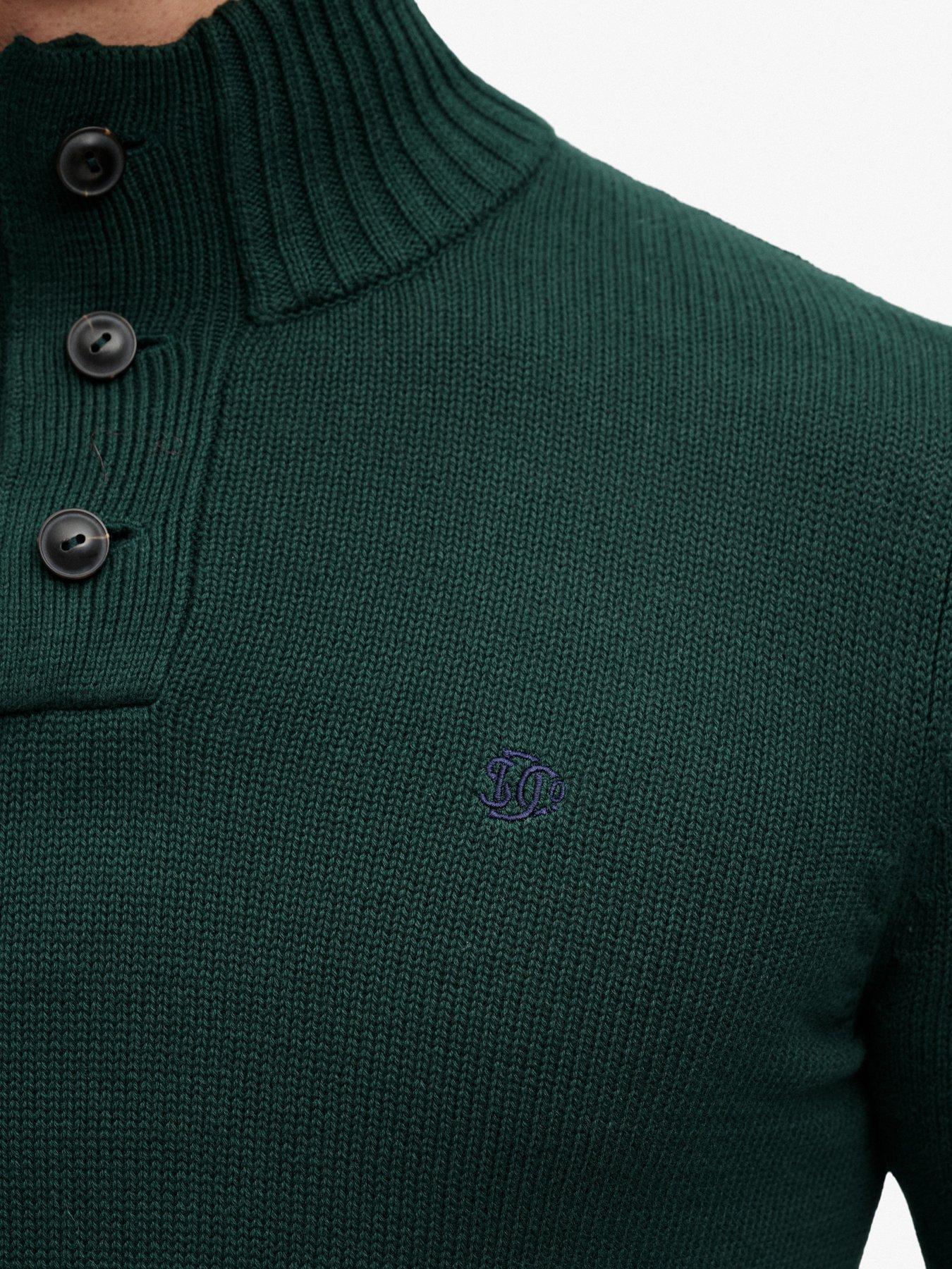 Image 5 of 7 of Superdry Superdry Cotton Button Henley Jumper - Green