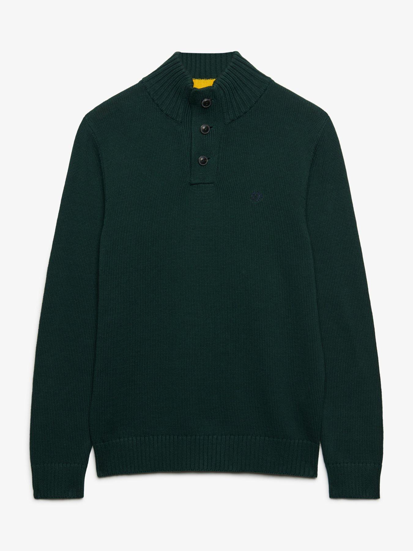 Image 7 of 7 of Superdry Superdry Cotton Button Henley Jumper - Green