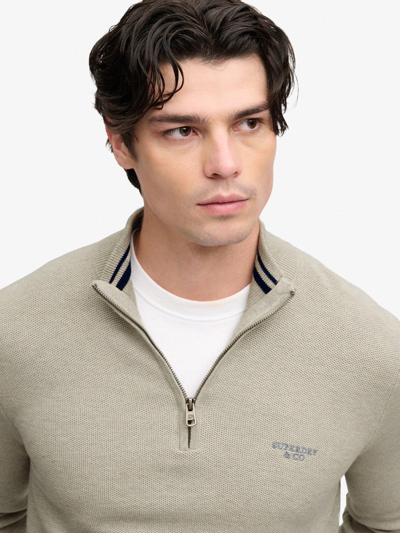 Image 4 of 7 of Superdry Mens Honeycomb Texture Half Zip Jumper - Grey
