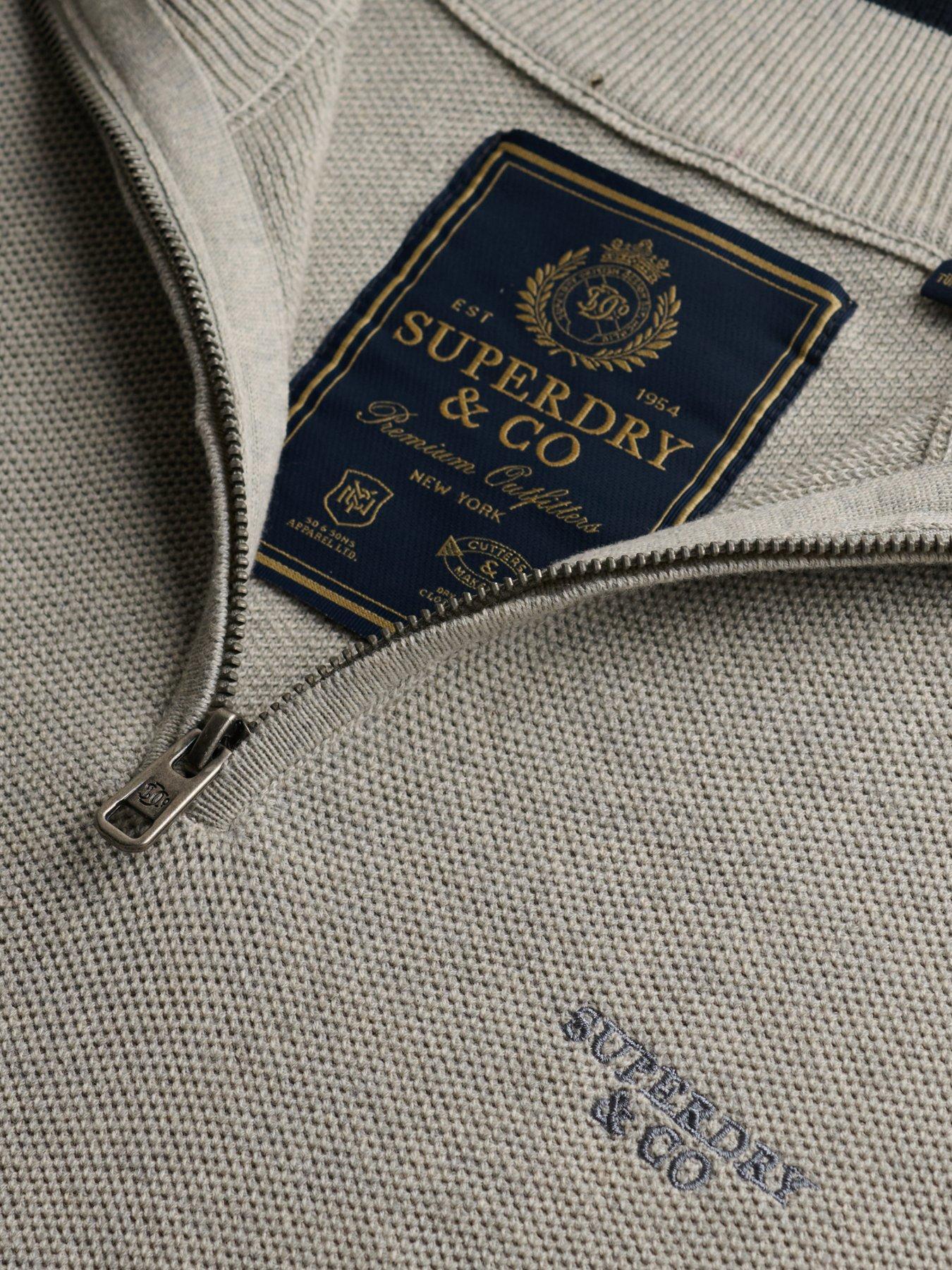 Image 6 of 7 of Superdry Mens Honeycomb Texture Half Zip Jumper - Grey