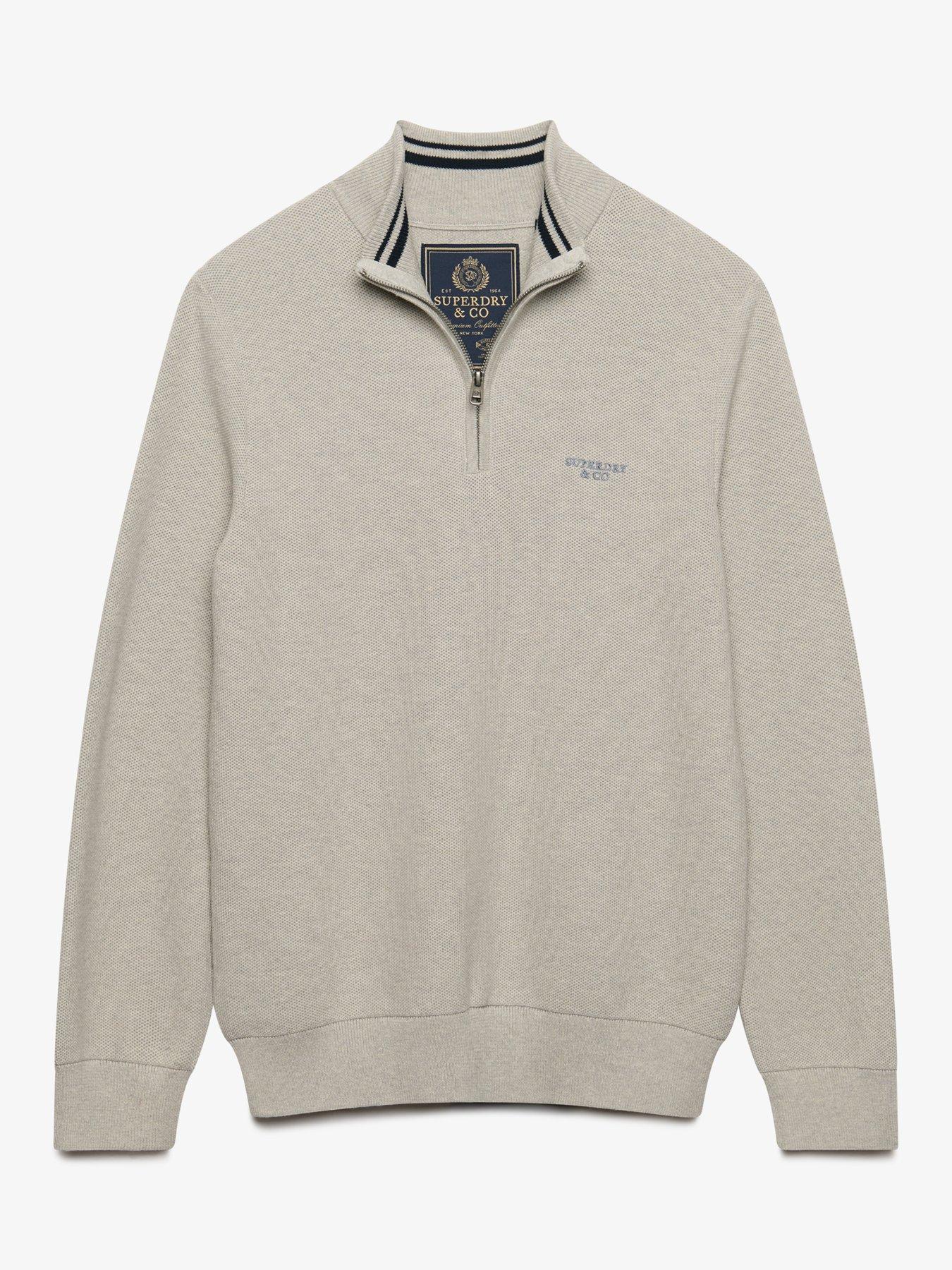 Image 7 of 7 of Superdry Mens Honeycomb Texture Half Zip Jumper - Grey