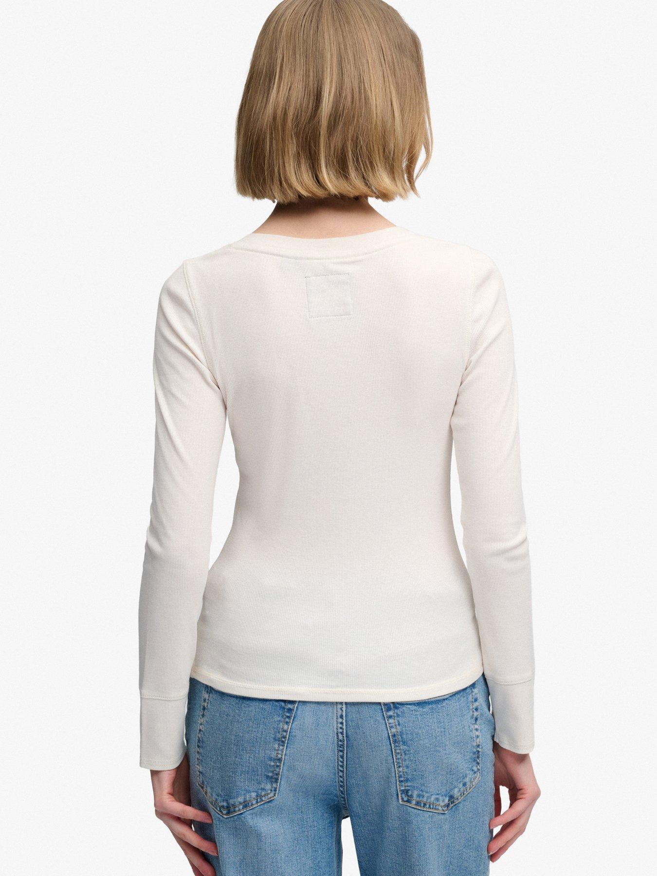 Image 2 of 7 of Superdry Superdry Athletic Button Down Long Sleeve T-shirt - Off White