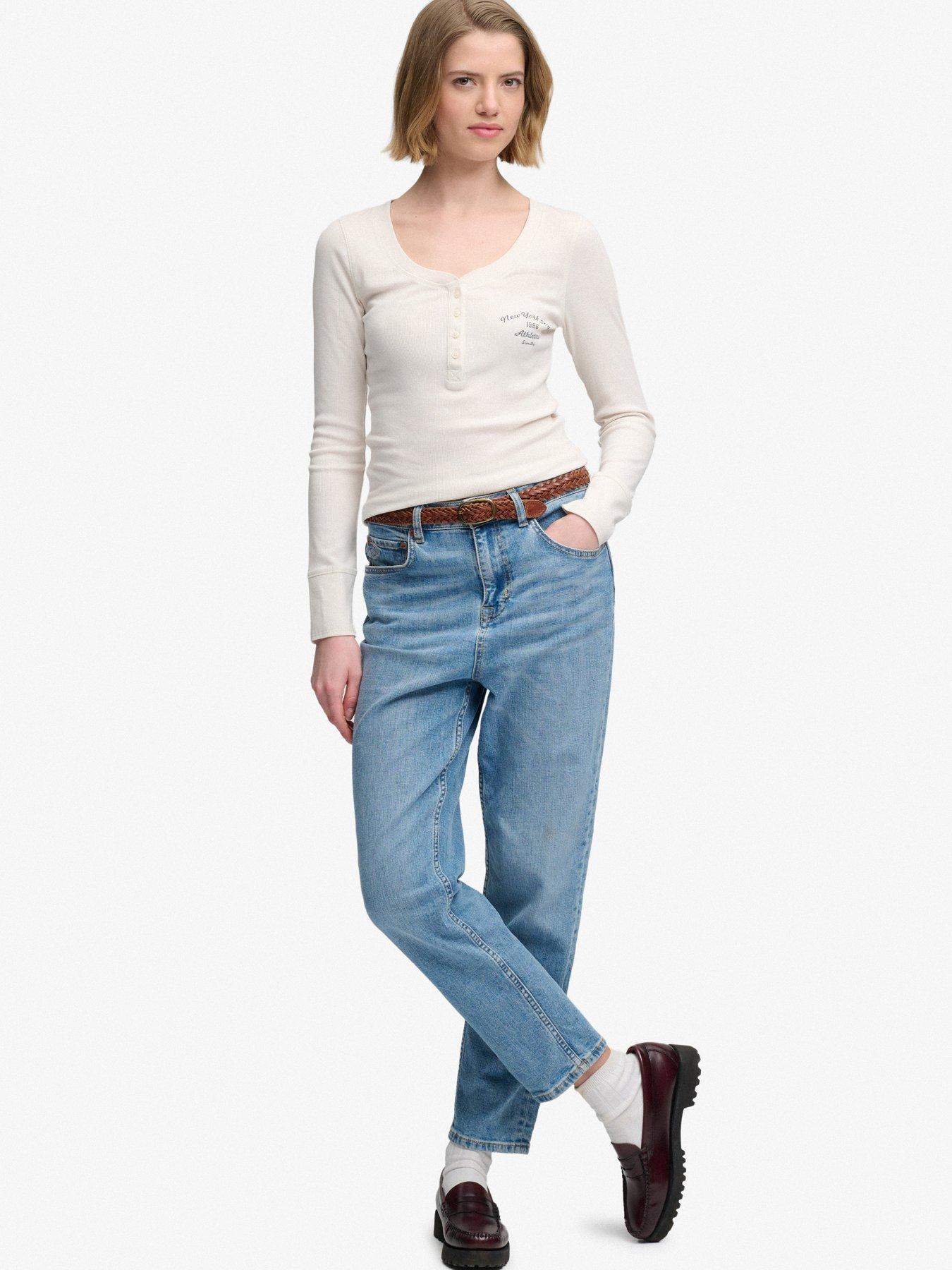 Image 3 of 7 of Superdry Superdry Athletic Button Down Long Sleeve T-shirt - Off White