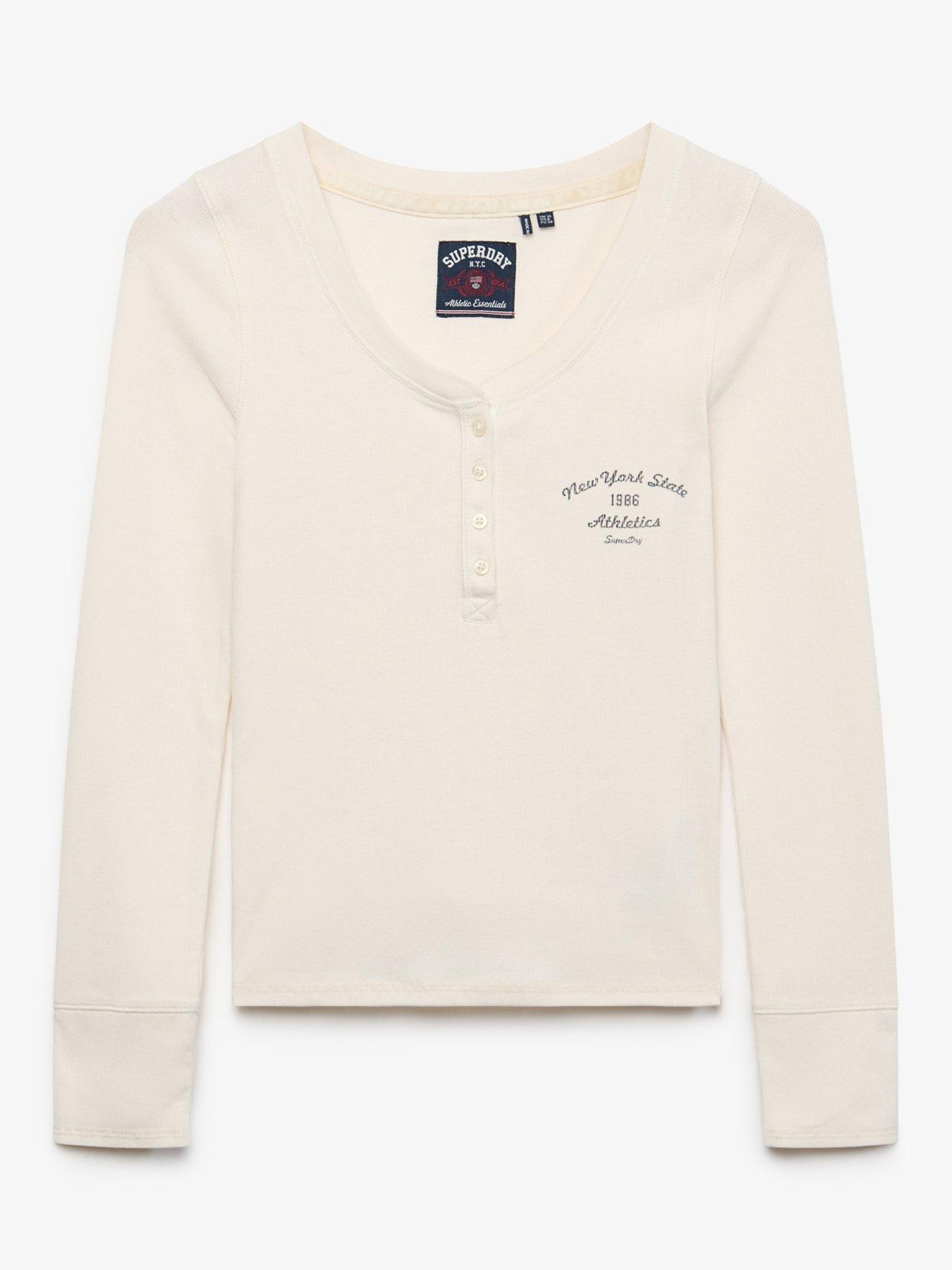 Image 7 of 7 of Superdry Superdry Athletic Button Down Long Sleeve T-shirt - Off White