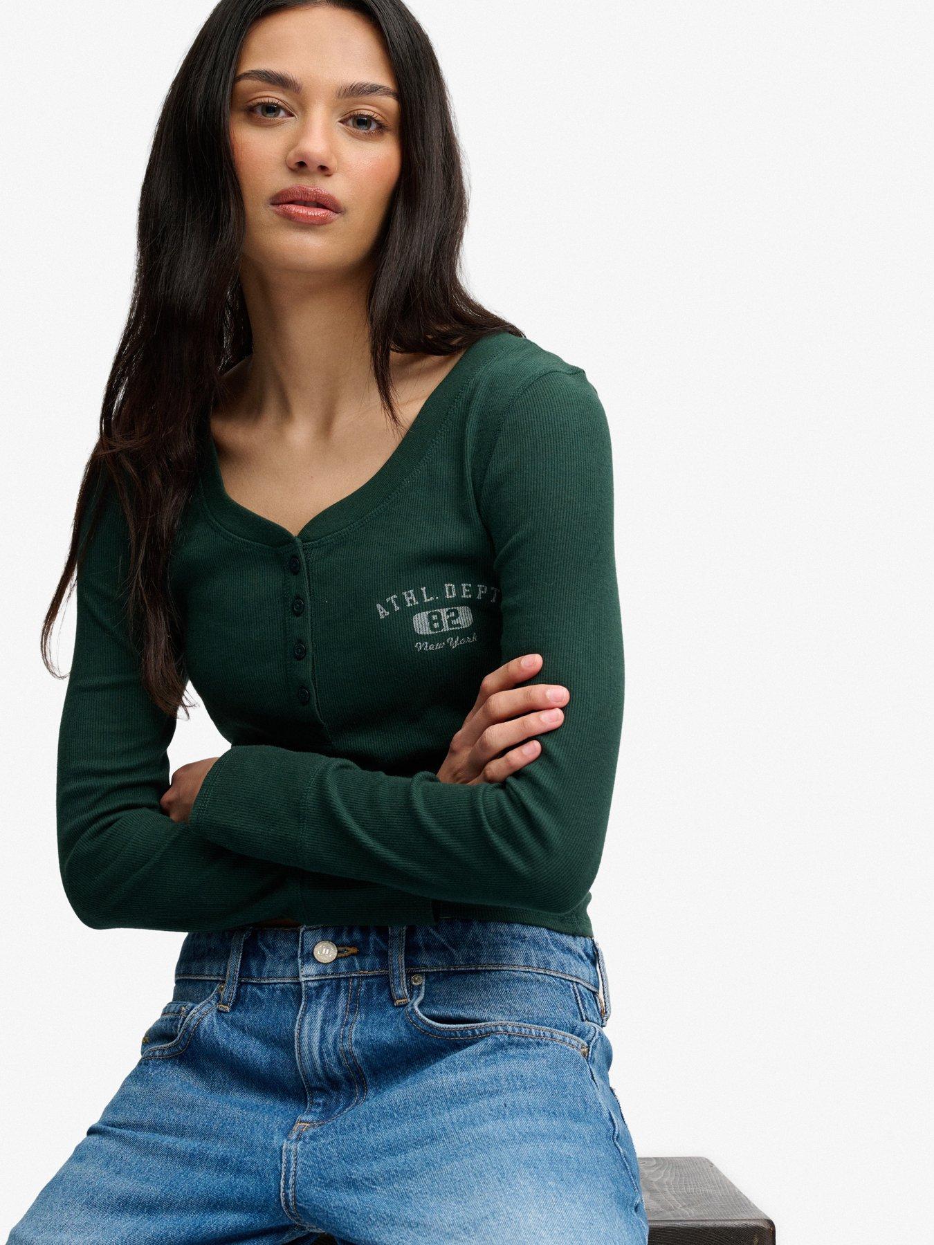 Image 4 of 7 of Superdry Superdry Athletic Button Down Long Sleeve T-shirt - Green
